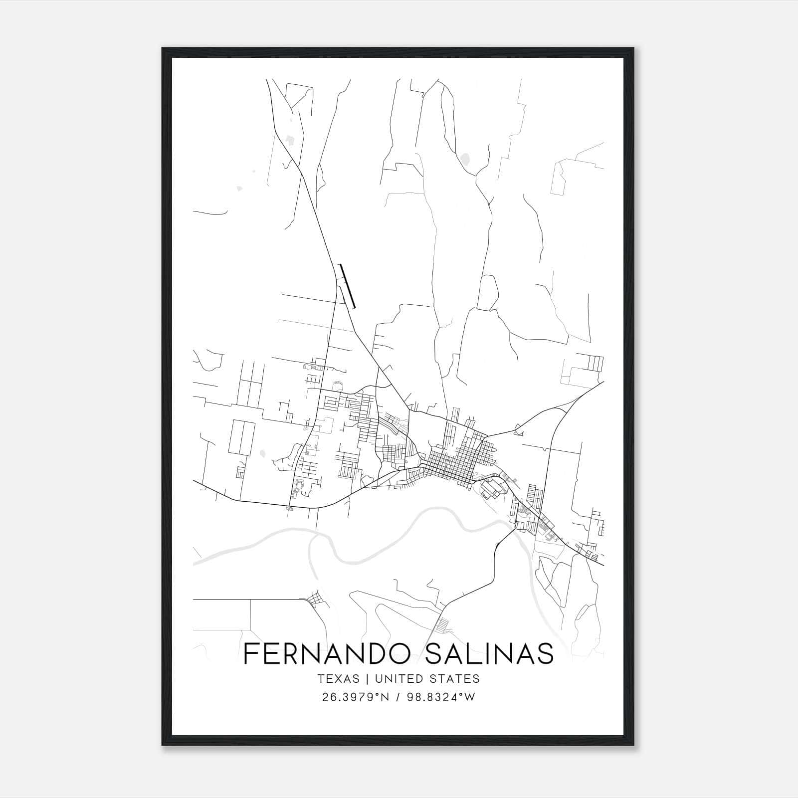 Fernando Salinas Texas Map Poster, Modern Home Decor Wall Art Print Fernando Salinas Texas Map Poster, Modern Home Decor Wall Art Print