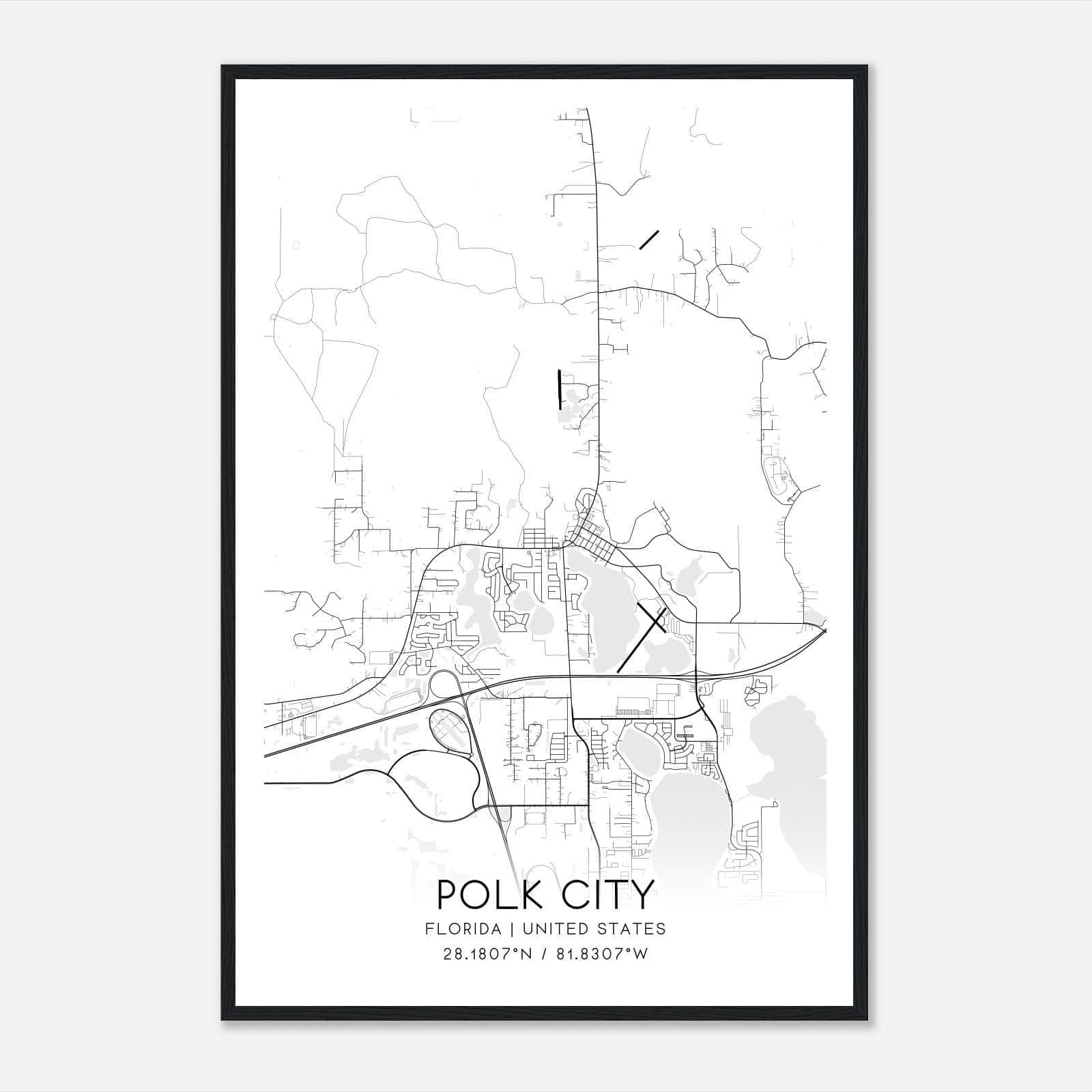 Polk City Florida Map Poster, Modern Home Decor Wall Art Print Polk City Florida Map Poster, Modern Home Decor Wall Art Print