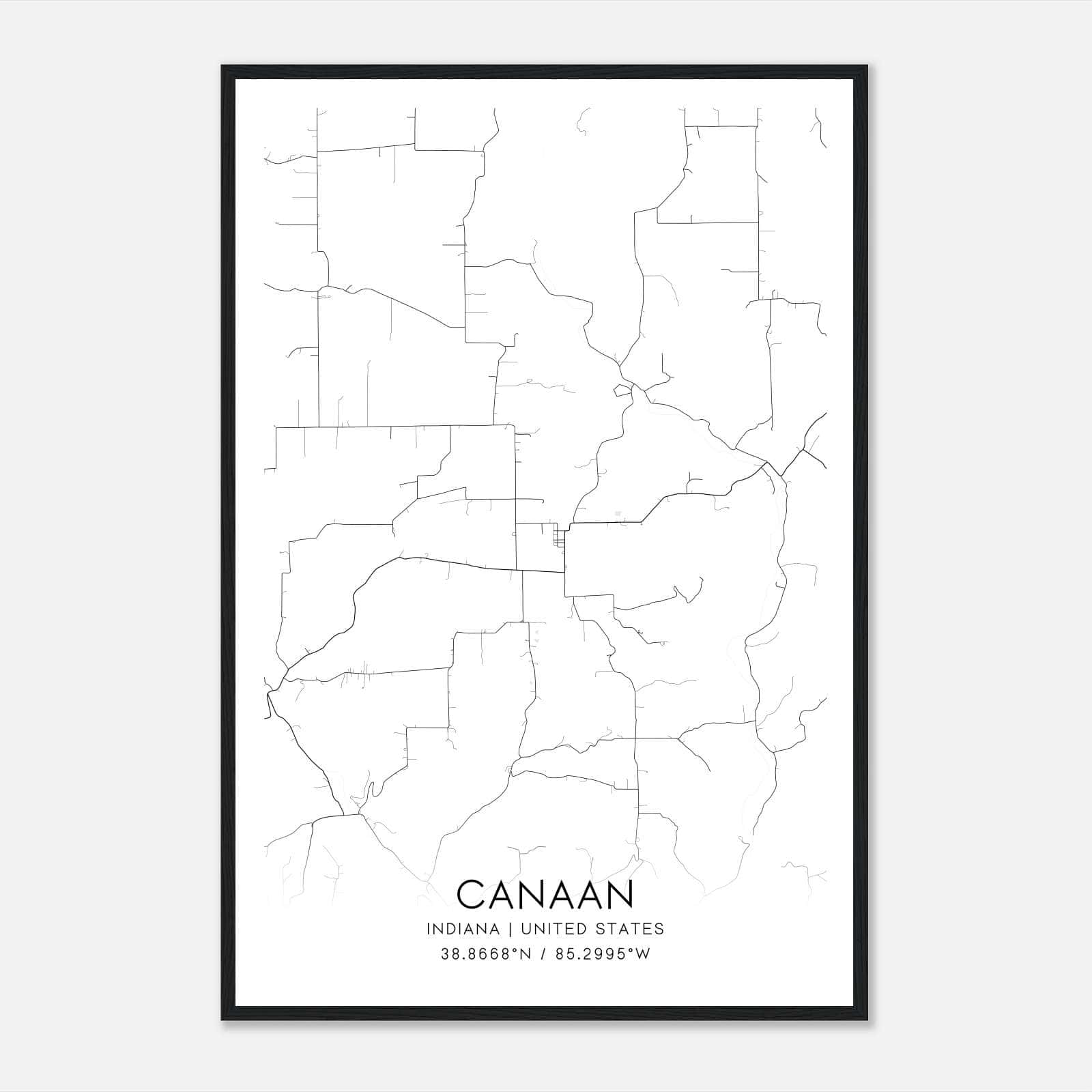 Canaan Indiana Map Poster, Modern Home Decor Wall Art Print Canaan Indiana Map Poster, Modern Home Decor Wall Art Print