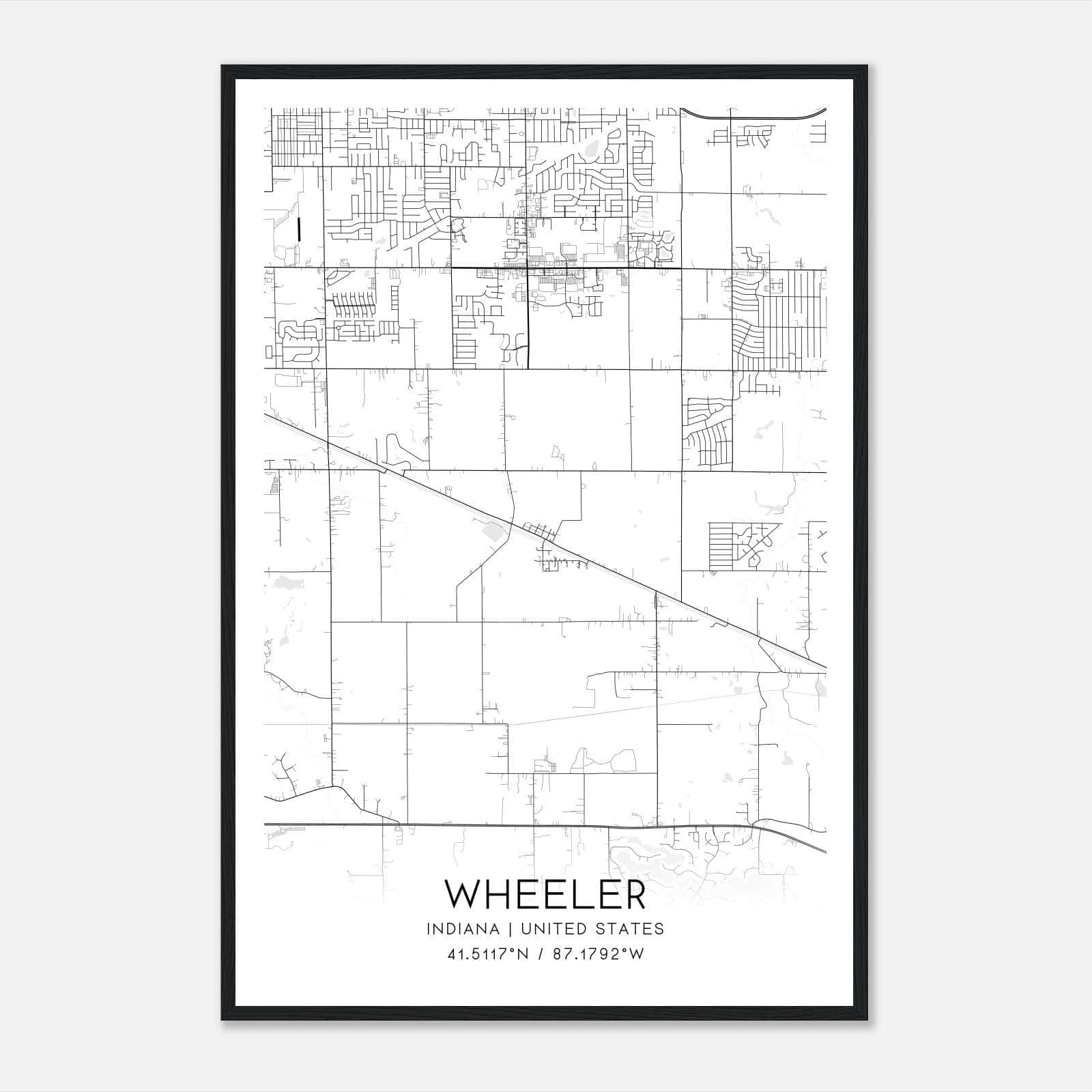 Wheeler Indiana Map Poster, Modern Home Decor Wall Art Print Wheeler Indiana Map Poster, Modern Home Decor Wall Art Print