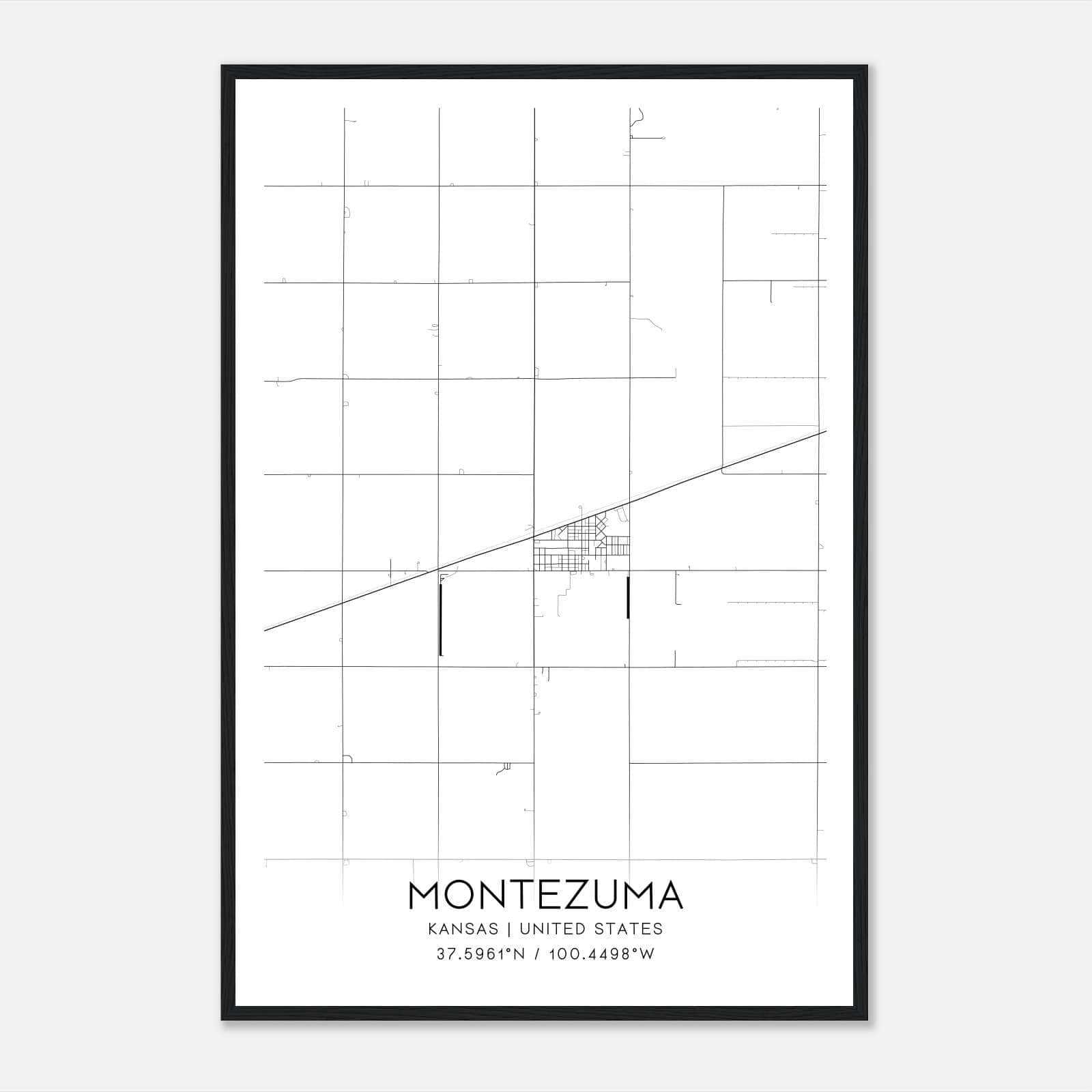Montezuma Kansas Map Poster, Modern Home Decor Wall Art Print Montezuma Kansas Map Poster, Modern Home Decor Wall Art Print