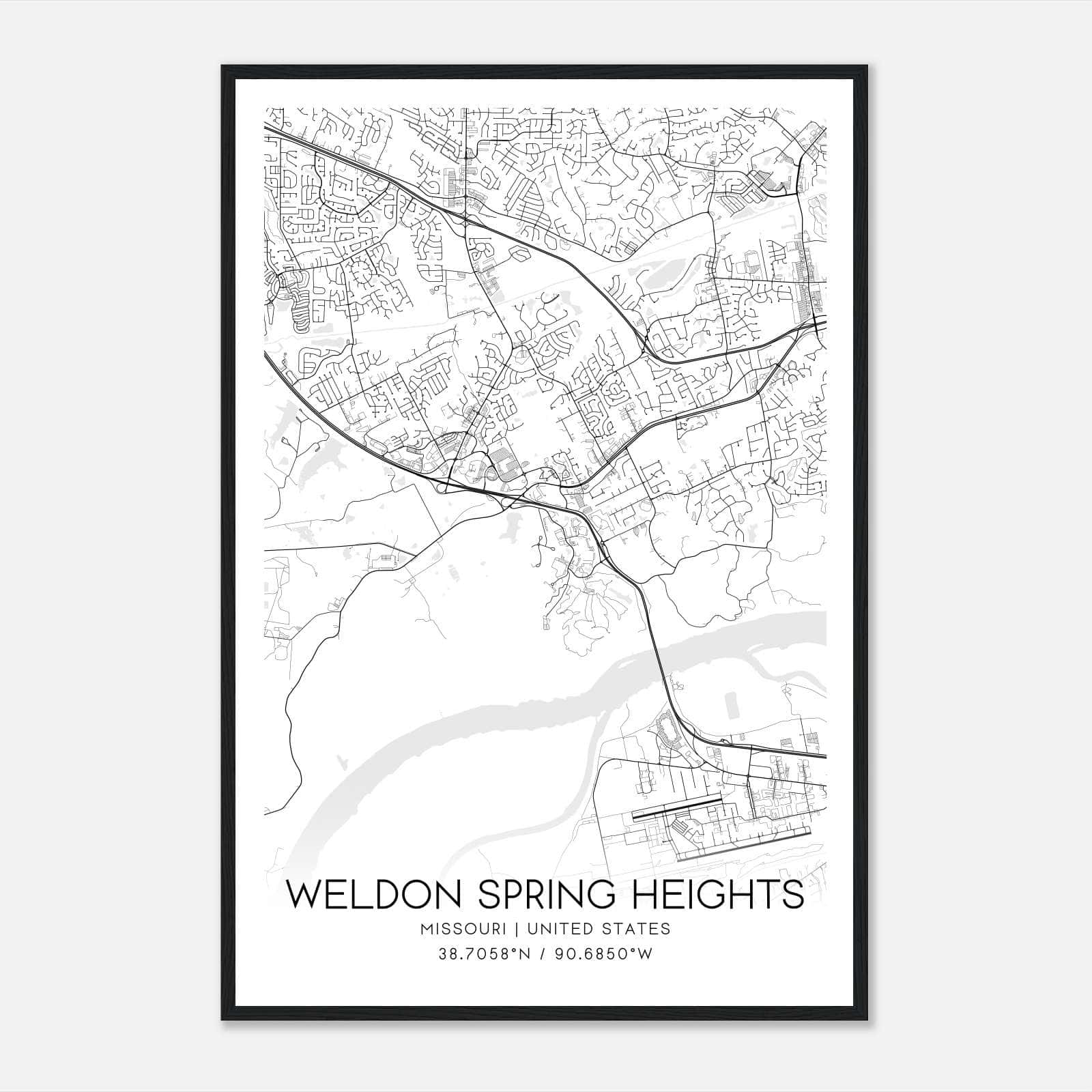 Weldon Spring Heights Missouri Map Poster, Modern Home Decor Wall Art Print Weldon Spring Heights Missouri Map Poster, Modern Home Decor Wall Art Print