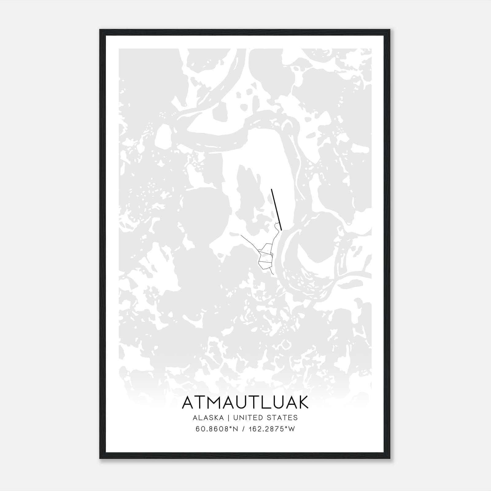 Atmautluak Alaska Map Poster, Modern Home Decor Wall Art Print Atmautluak Alaska Map Poster, Modern Home Decor Wall Art Print