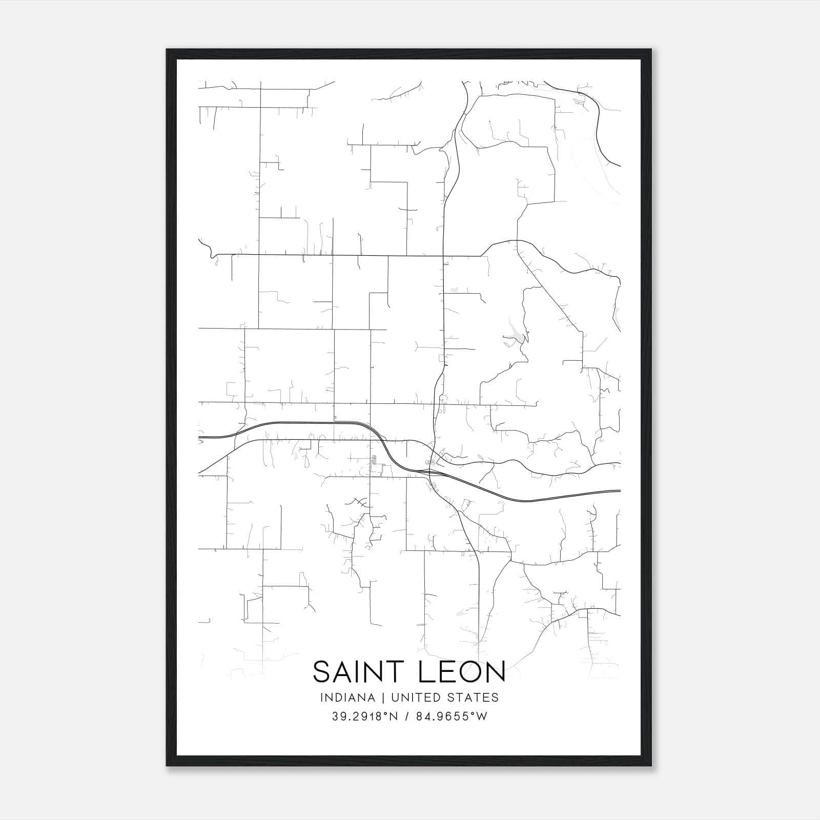 Saint Leon Indiana Map Poster, Modern Home Decor Wall Art Print Saint Leon Indiana Map Poster, Modern Home Decor Wall Art Print