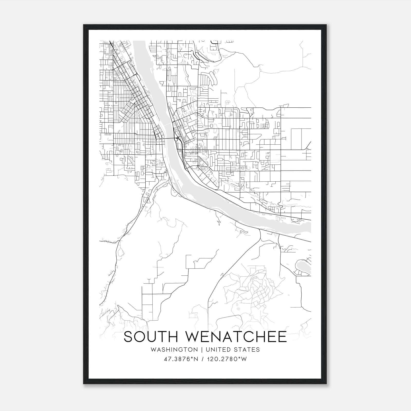 South Wenatchee Washington Map Poster, Modern Home Decor Wall Art Print South Wenatchee Washington Map Poster, Modern Home Decor Wall Art Print