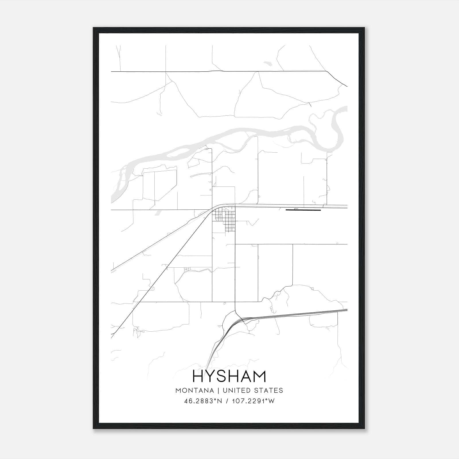 Hysham Montana Map Poster, Modern Home Decor Wall Art Print Hysham Montana Map Poster, Modern Home Decor Wall Art Print