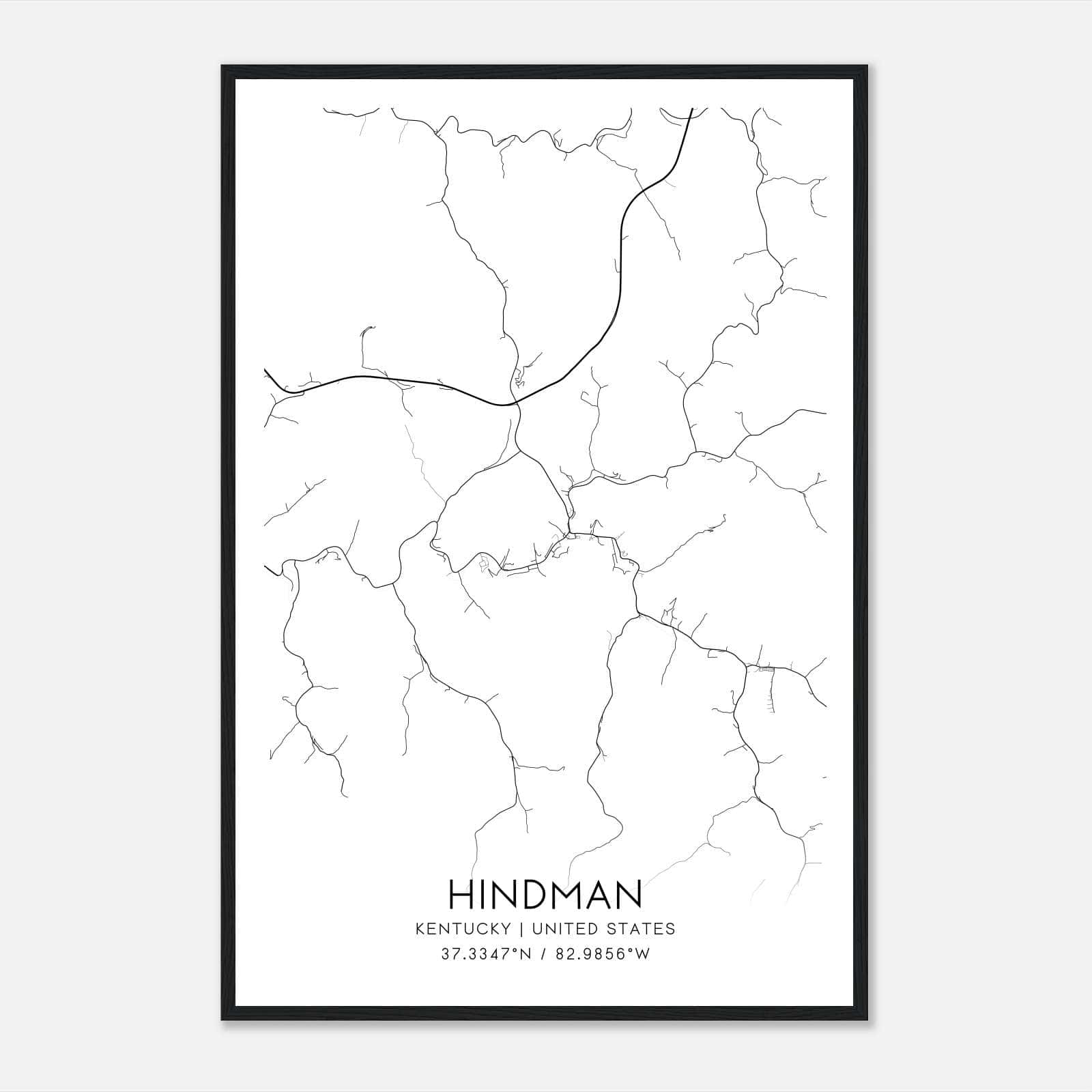 Hindman Kentucky Map Poster, Modern Home Decor Wall Art Print Hindman Kentucky Map Poster, Modern Home Decor Wall Art Print
