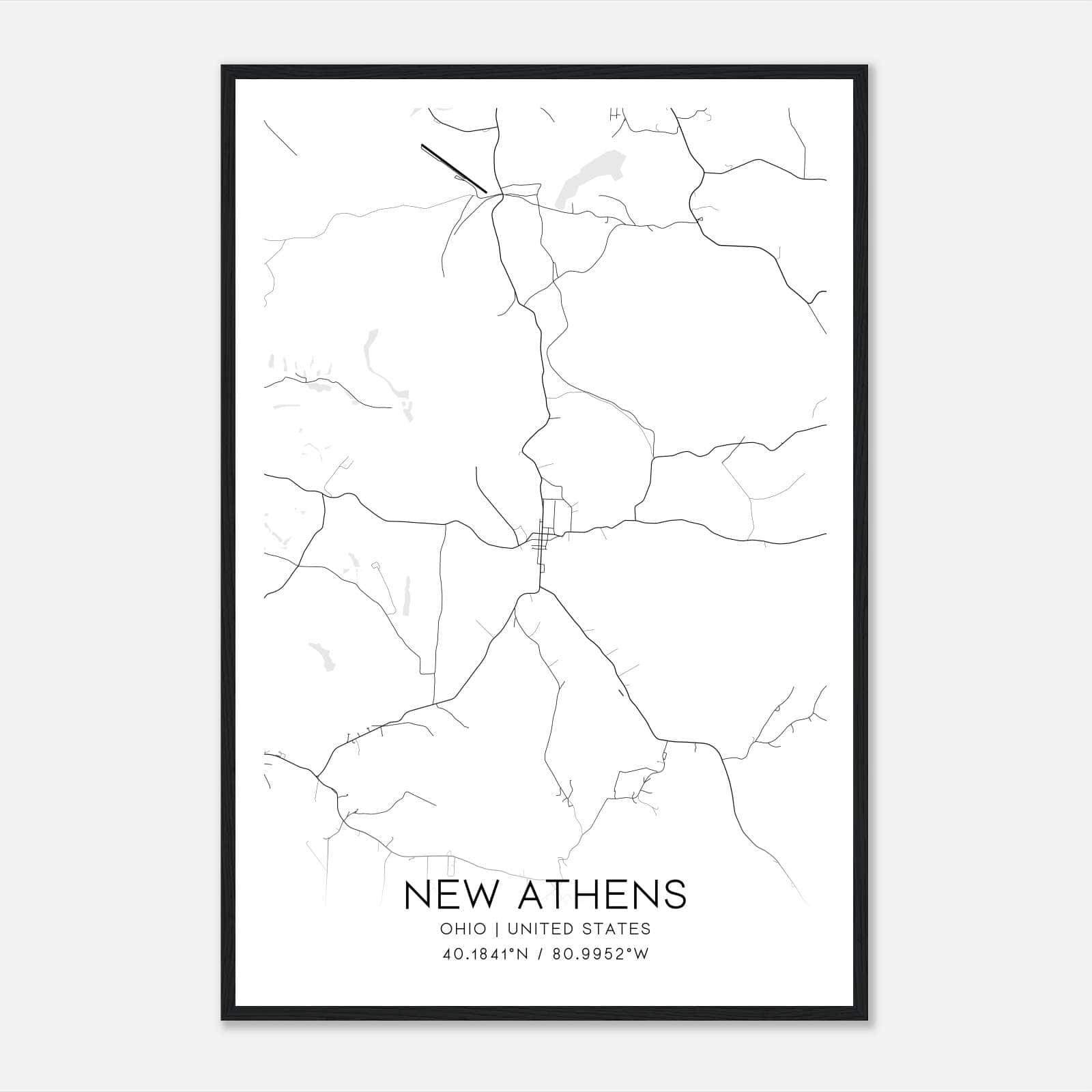 New Athens Ohio Map Poster, Modern Home Decor Wall Art Print New Athens Ohio Map Poster, Modern Home Decor Wall Art Print