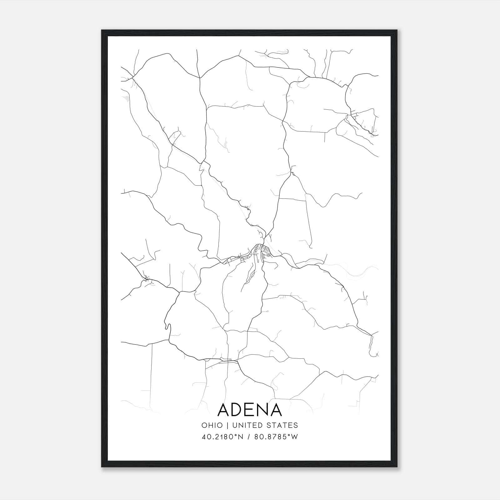 Adena Ohio Map Poster, Modern Home Decor Wall Art Print