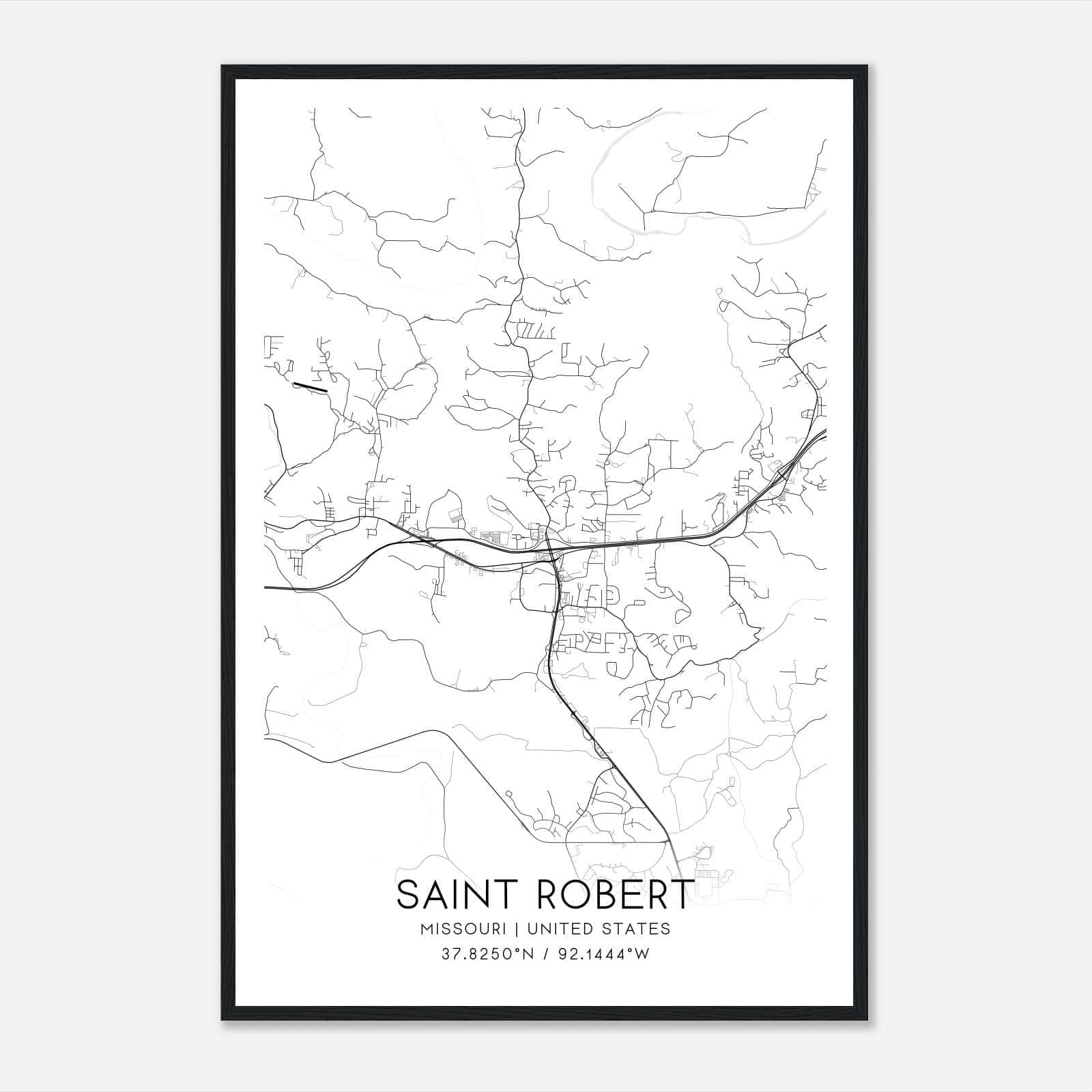 Saint Robert Missouri Map Poster, Modern Home Decor Wall Art Print Saint Robert Missouri Map Poster, Modern Home Decor Wall Art Print