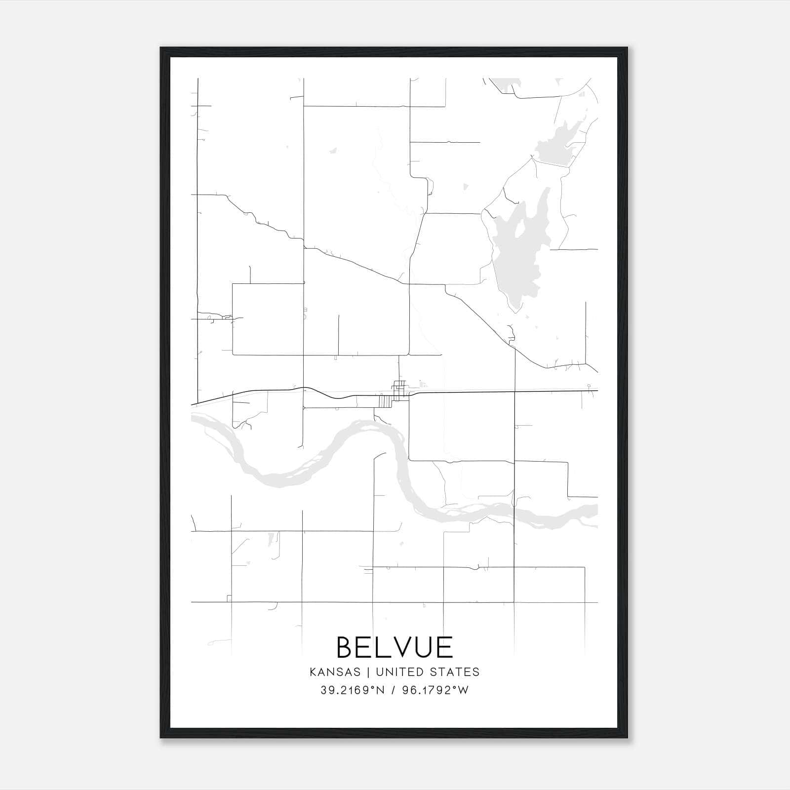 Belvue Kansas Map Poster, Modern Home Decor Wall Art Print Belvue Kansas Map Poster, Modern Home Decor Wall Art Print