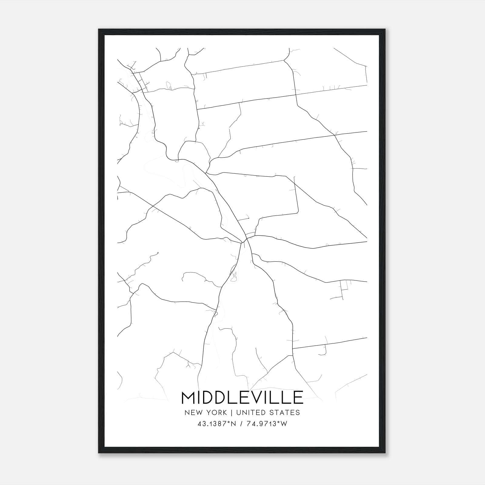 Middleville New York Map Poster, Modern Home Decor Wall Art Print Middleville New York Map Poster, Modern Home Decor Wall Art Print