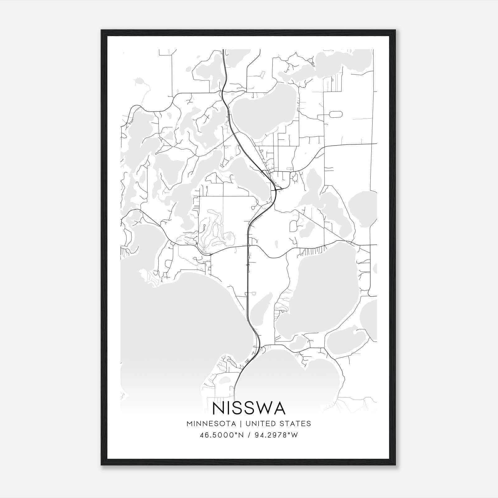 Nisswa Minnesota Map Poster, Modern Home Decor Wall Art Print Nisswa Minnesota Map Poster, Modern Home Decor Wall Art Print