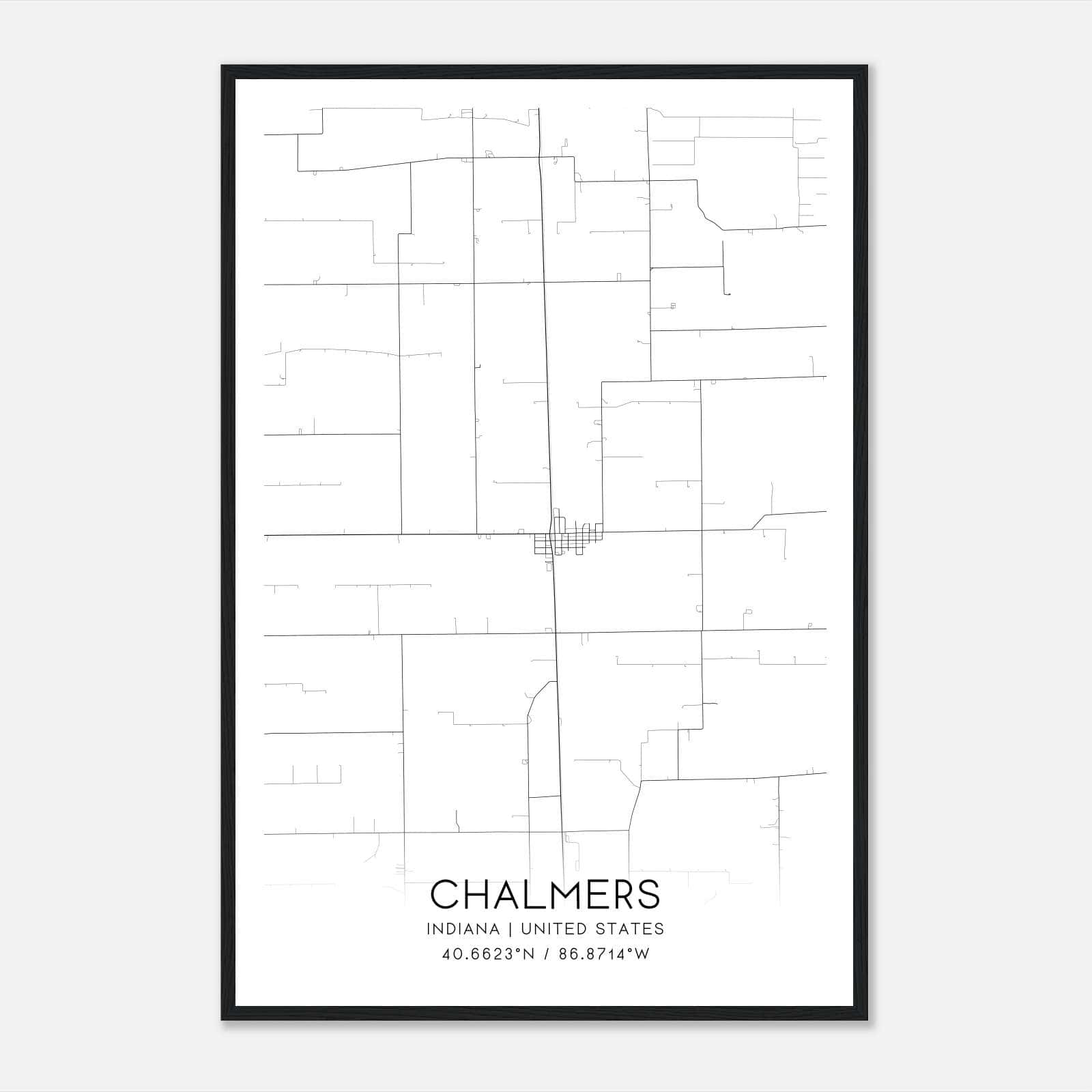 Chalmers Indiana Map Poster, Modern Home Decor Wall Art Print Chalmers Indiana Map Poster, Modern Home Decor Wall Art Print
