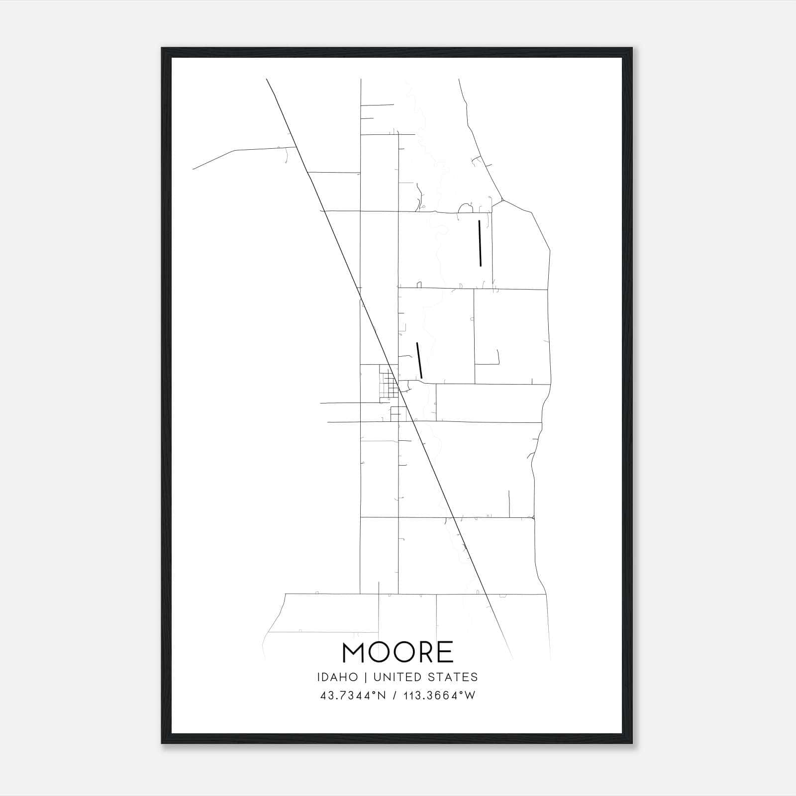 Moore Idaho Map Poster, Modern Home Decor Wall Art Print Moore Idaho Map Poster, Modern Home Decor Wall Art Print