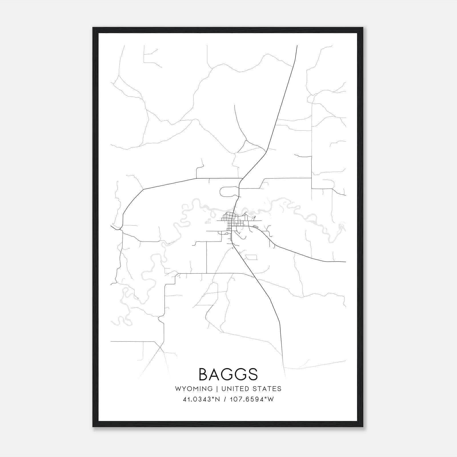 Baggs Wyoming Map Poster, Modern Home Decor Wall Art Print Baggs Wyoming Map Poster, Modern Home Decor Wall Art Print