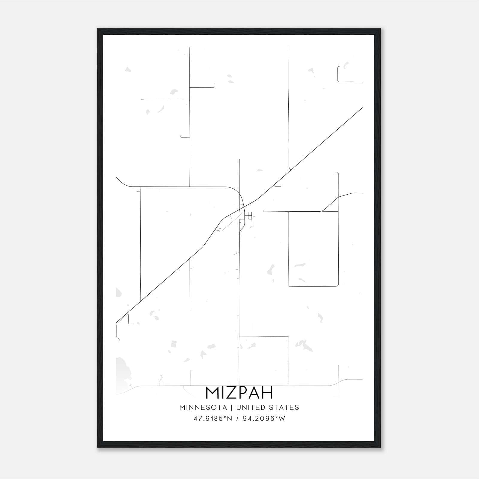 Mizpah Minnesota Map Poster, Modern Home Decor Wall Art Print Mizpah Minnesota Map Poster, Modern Home Decor Wall Art Print