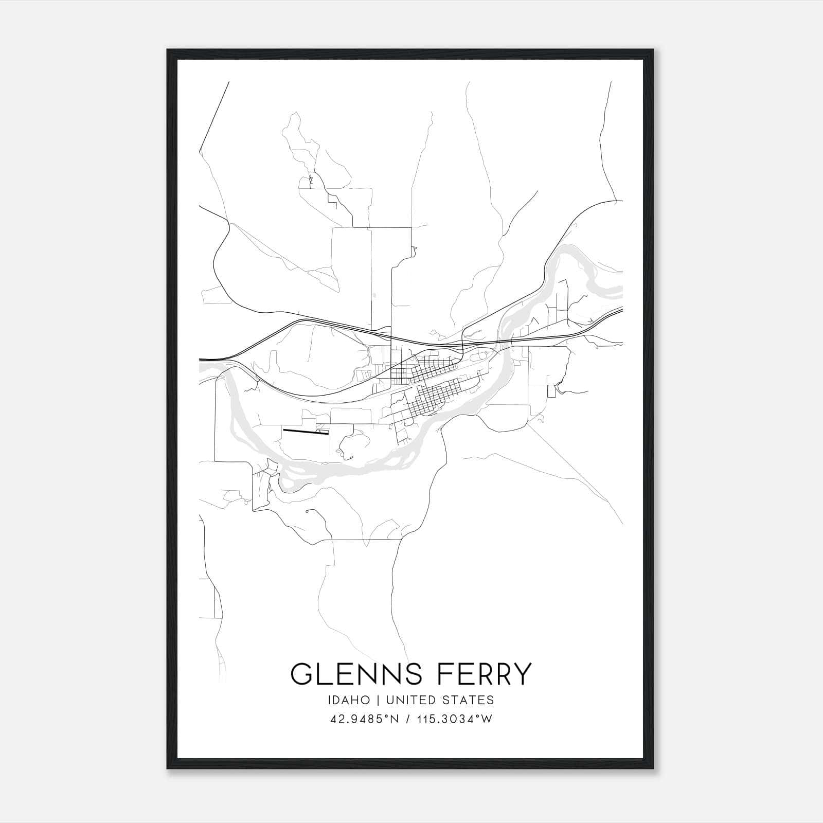 Glenns Ferry Idaho Map Poster, Modern Home Decor Wall Art Print Glenns Ferry Idaho Map Poster, Modern Home Decor Wall Art Print