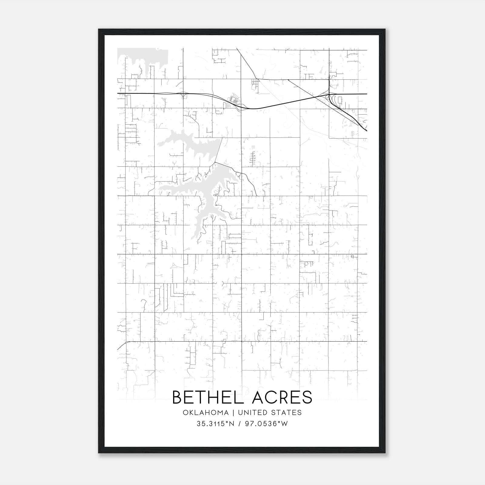 Bethel Acres Oklahoma Map Poster, Modern Home Decor Wall Art Print Bethel Acres Oklahoma Map Poster, Modern Home Decor Wall Art Print