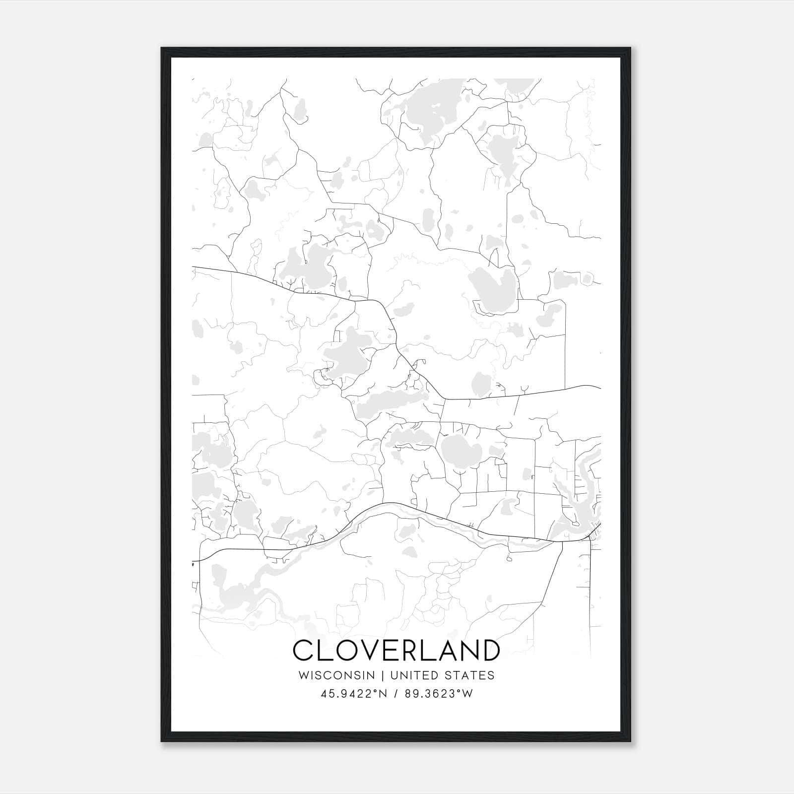 Cloverland Wisconsin Map Poster, Modern Home Decor Wall Art Print Cloverland Wisconsin Map Poster, Modern Home Decor Wall Art Print