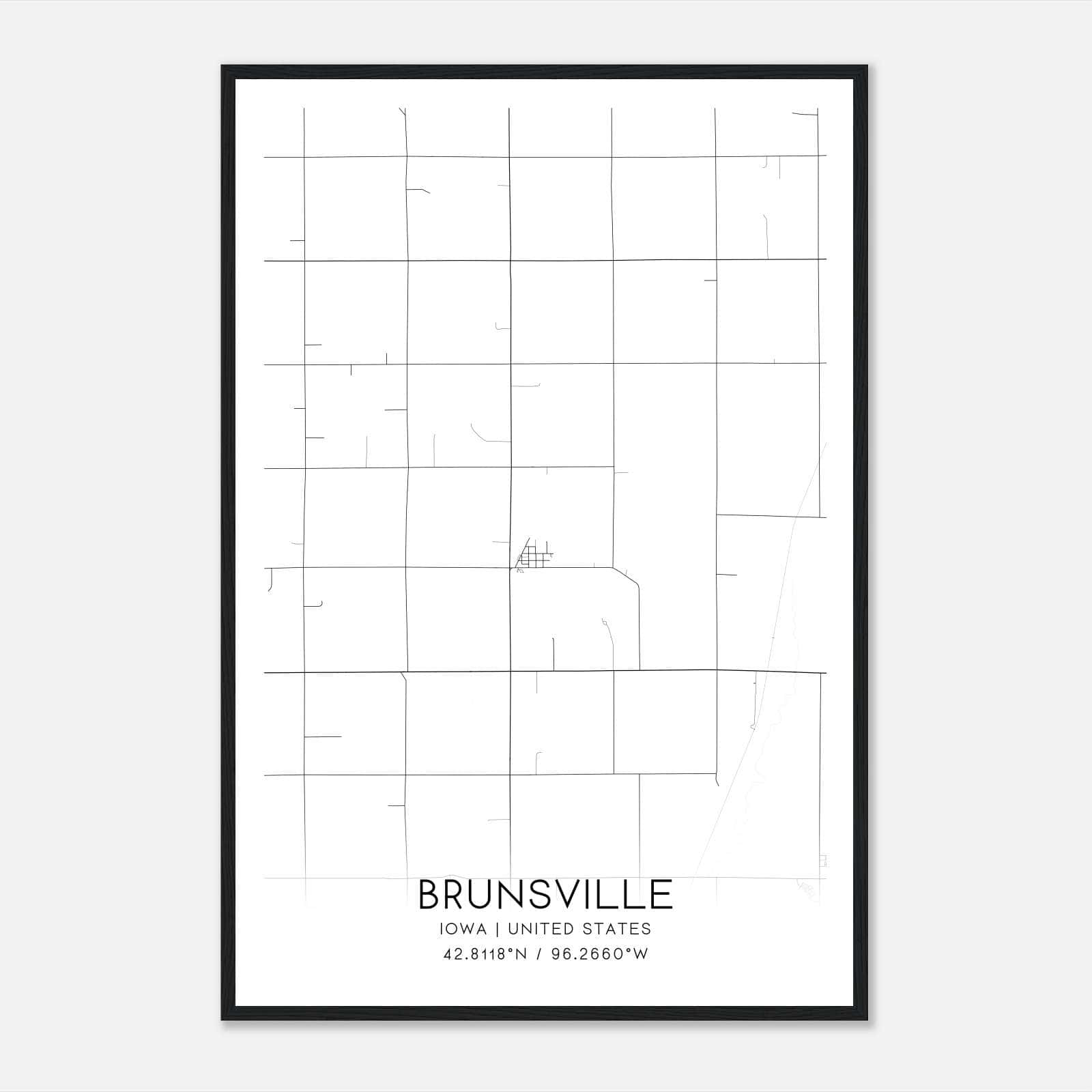Brunsville Iowa Map Poster, Modern Home Decor Wall Art Print Brunsville Iowa Map Poster, Modern Home Decor Wall Art Print