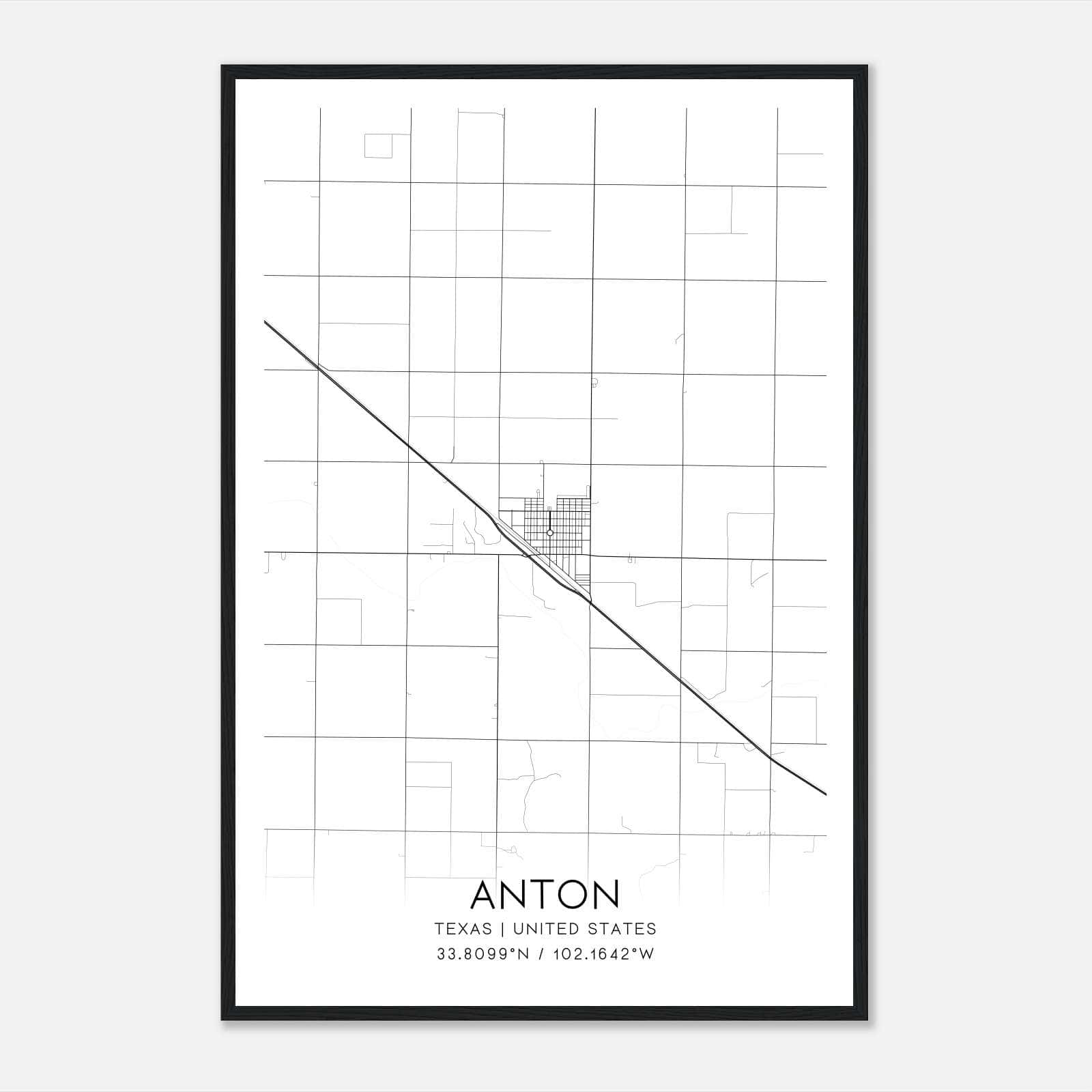Anton Texas Map Poster, Modern Home Decor Wall Art Print Anton Texas Map Poster, Modern Home Decor Wall Art Print