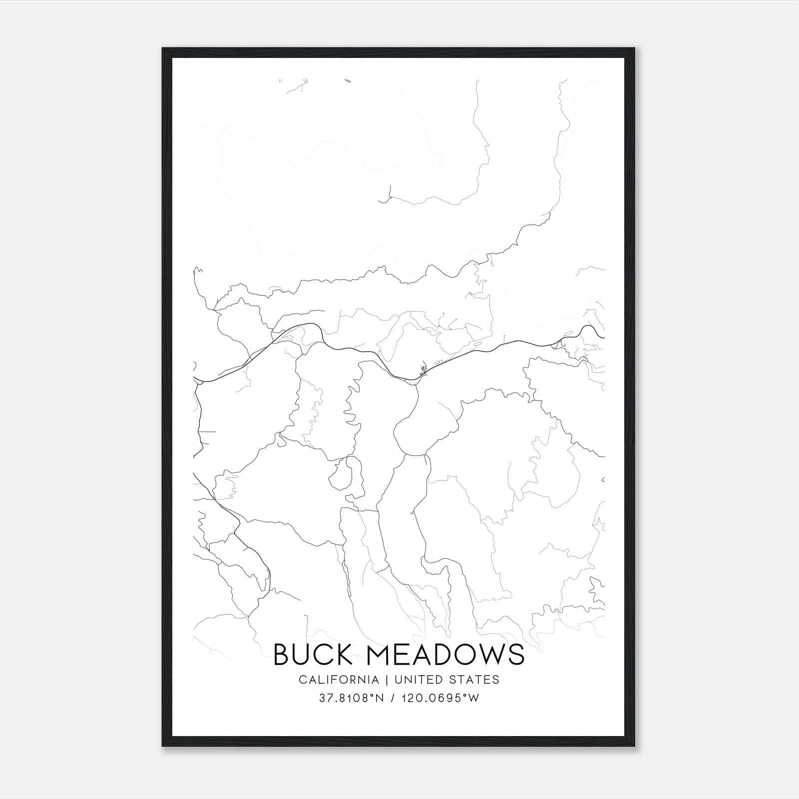 Buck Meadows California Map Poster, Modern Home Decor Wall Art Print Buck Meadows California Map Poster, Modern Home Decor Wall Art Print