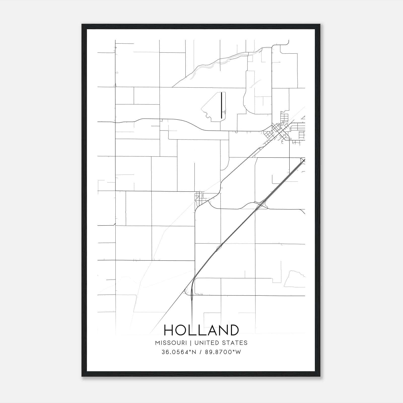 Holland Missouri Map Poster, Modern Home Decor Wall Art Print Holland Missouri Map Poster, Modern Home Decor Wall Art Print