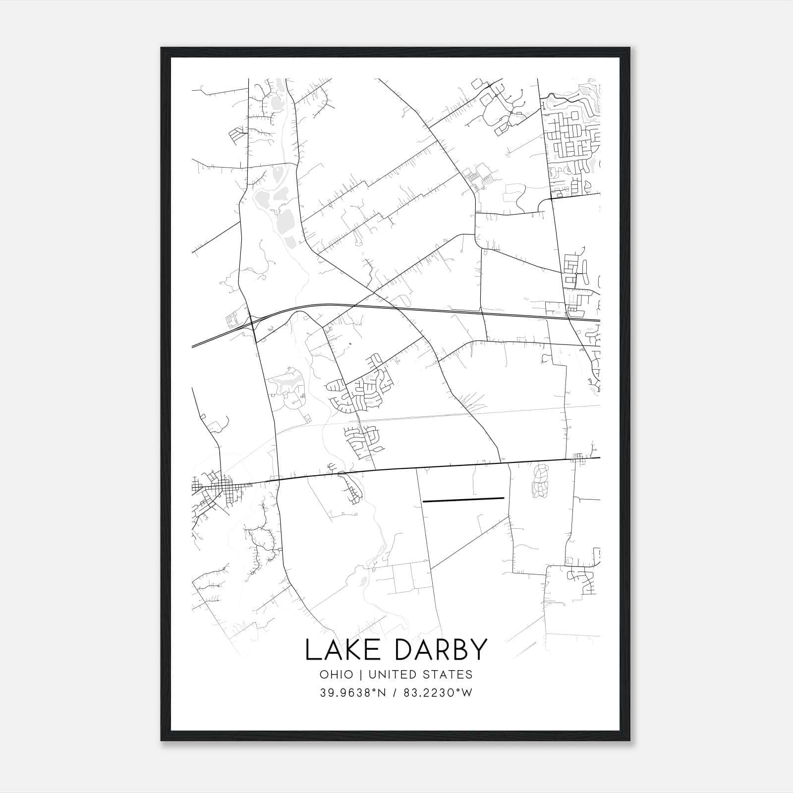 Lake Darby Ohio Map Poster, Modern Home Decor Wall Art Print Lake Darby Ohio Map Poster, Modern Home Decor Wall Art Print