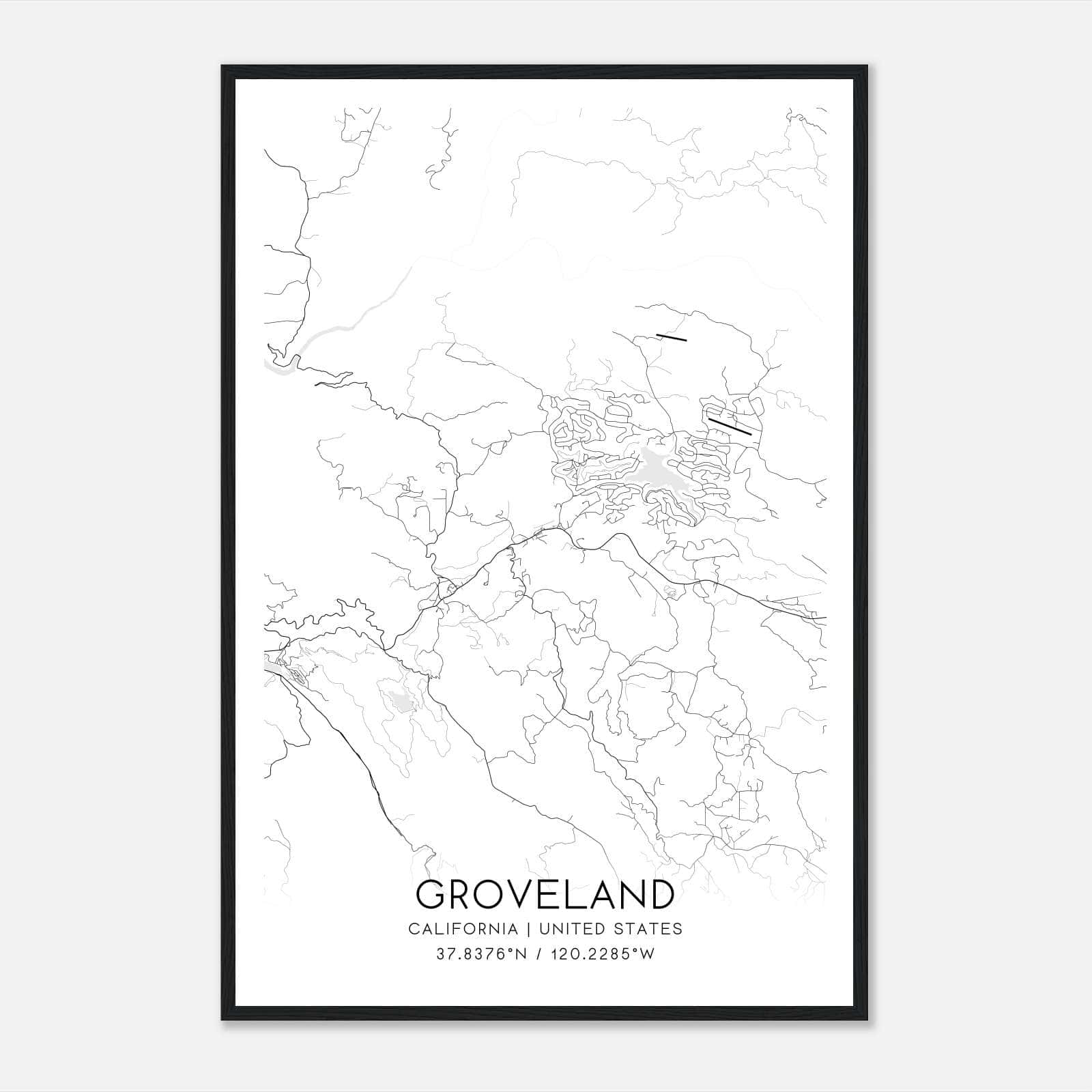 Groveland California Map Poster, Modern Home Decor Wall Art Print Groveland California Map Poster, Modern Home Decor Wall Art Print
