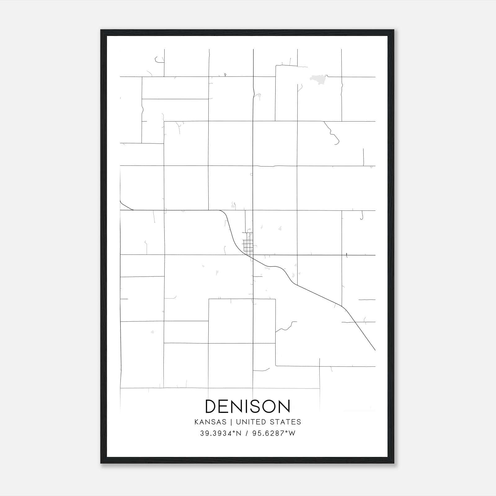 Denison Kansas Map Poster, Modern Home Decor Wall Art Print Denison Kansas Map Poster, Modern Home Decor Wall Art Print