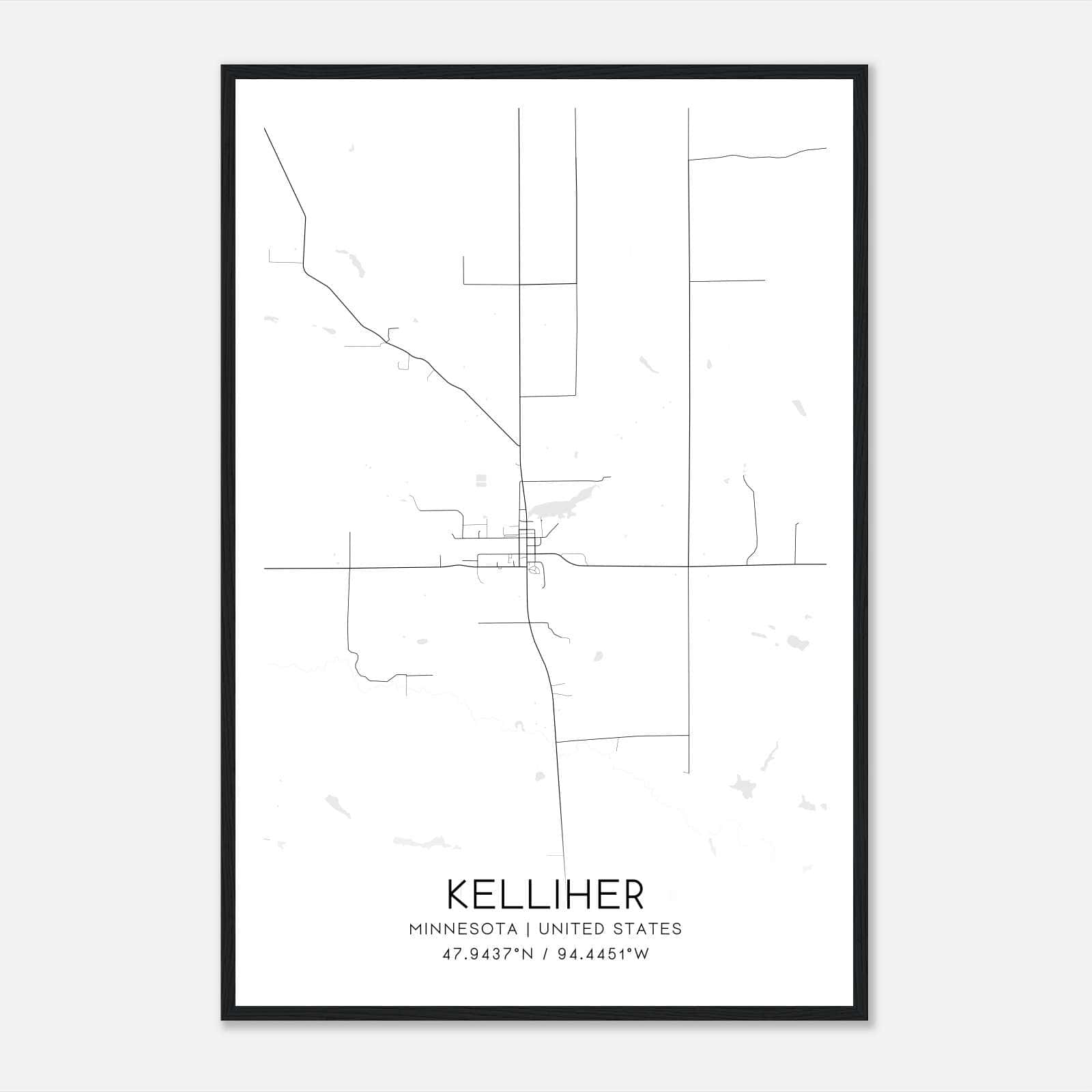 Kelliher Minnesota Map Poster, Modern Home Decor Wall Art Print Kelliher Minnesota Map Poster, Modern Home Decor Wall Art Print