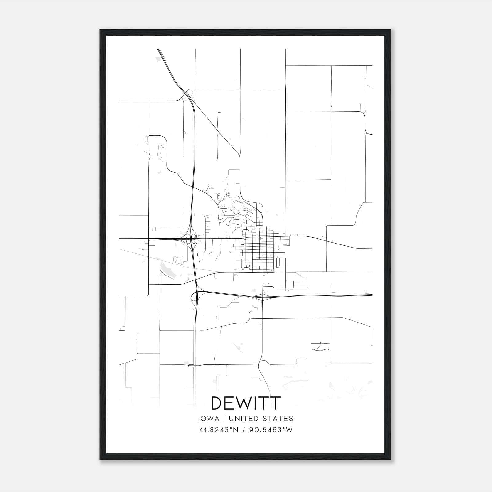 Dewitt Iowa Map Poster, Modern Home Decor Wall Art Print Dewitt Iowa Map Poster, Modern Home Decor Wall Art Print