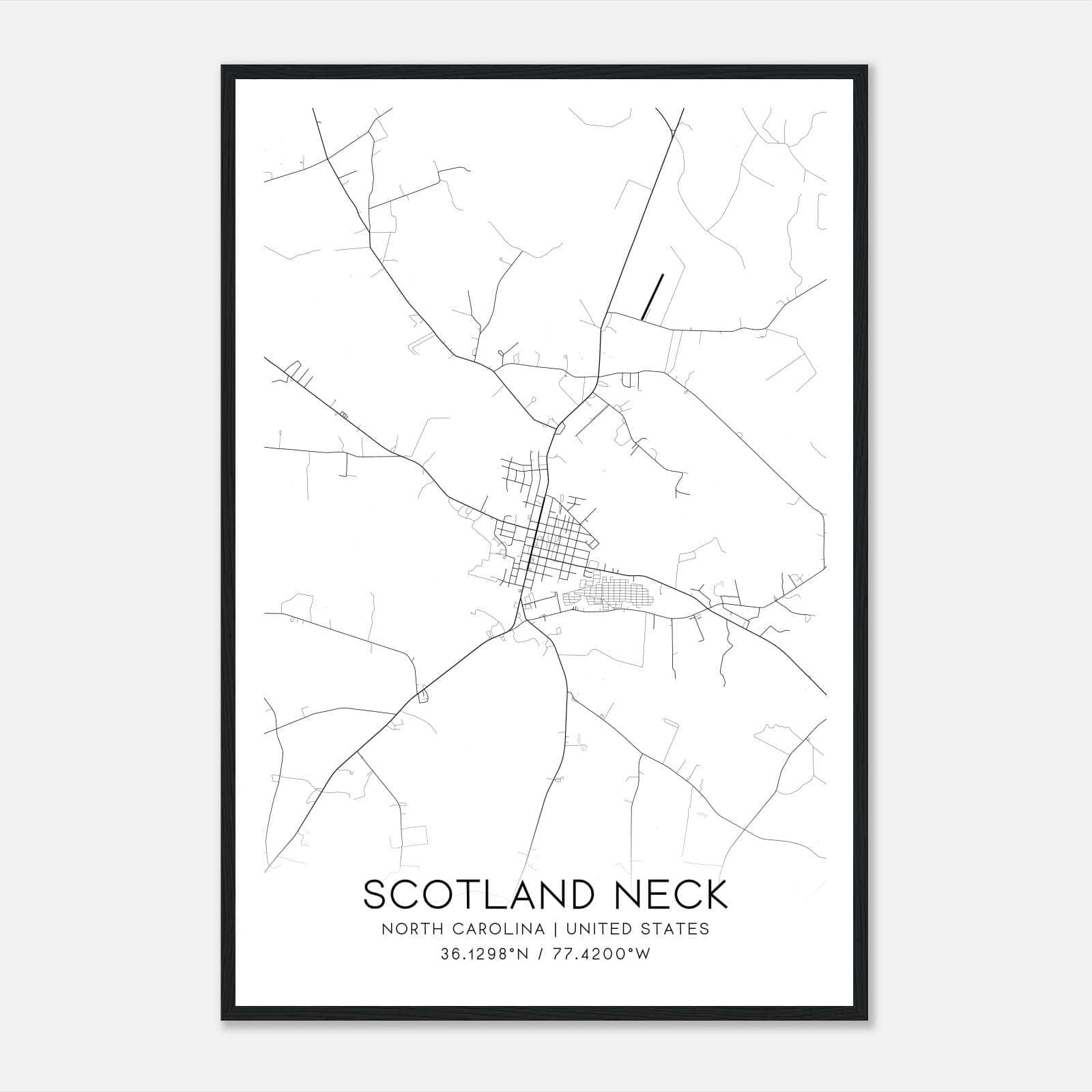 Scotland Neck North Carolina Map Poster, Modern Home Decor Wall Art Print Scotland Neck North Carolina Map Poster, Modern Home Decor Wall Art Print
