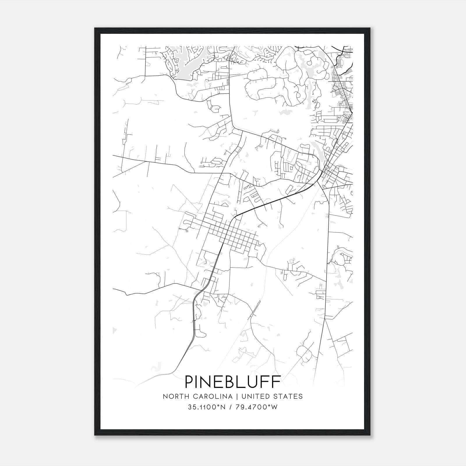 Pinebluff North Carolina Map Poster, Modern Home Decor Wall Art Print Pinebluff North Carolina Map Poster, Modern Home Decor Wall Art Print