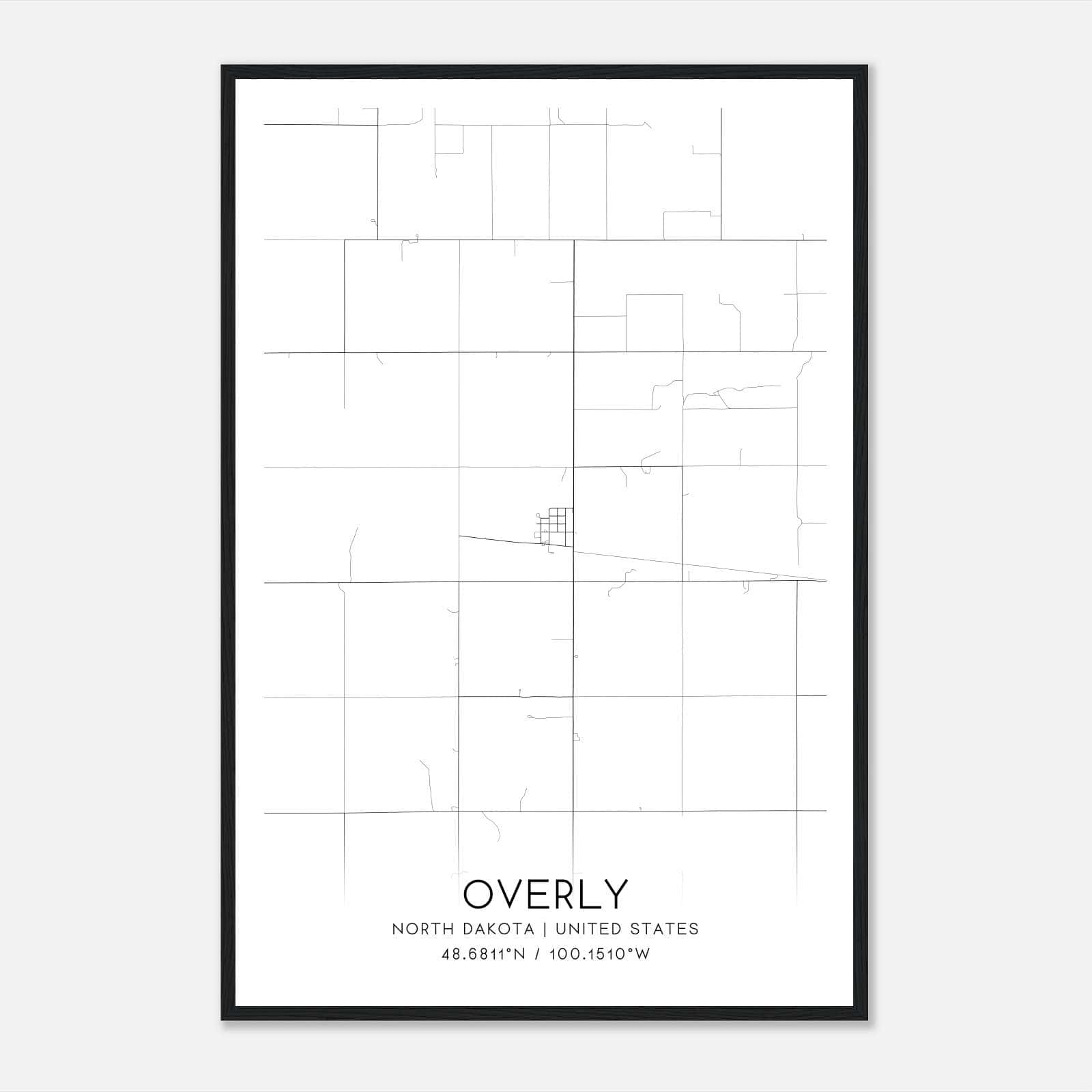 Overly North Dakota Map Poster, Modern Home Decor Wall Art Print Overly North Dakota Map Poster, Modern Home Decor Wall Art Print