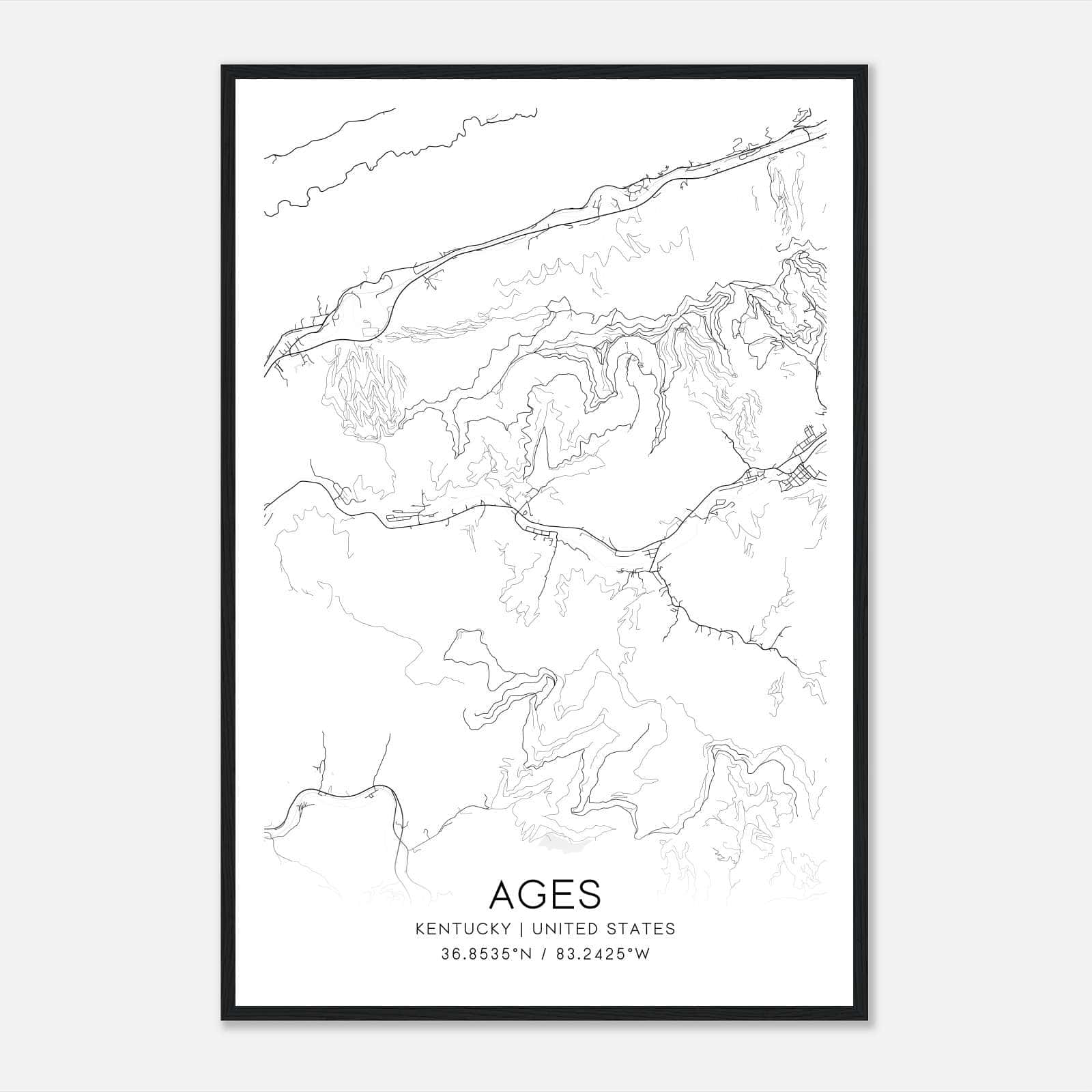 Ages Kentucky Map Poster, Modern Home Decor Wall Art Print Ages Kentucky Map Poster, Modern Home Decor Wall Art Print