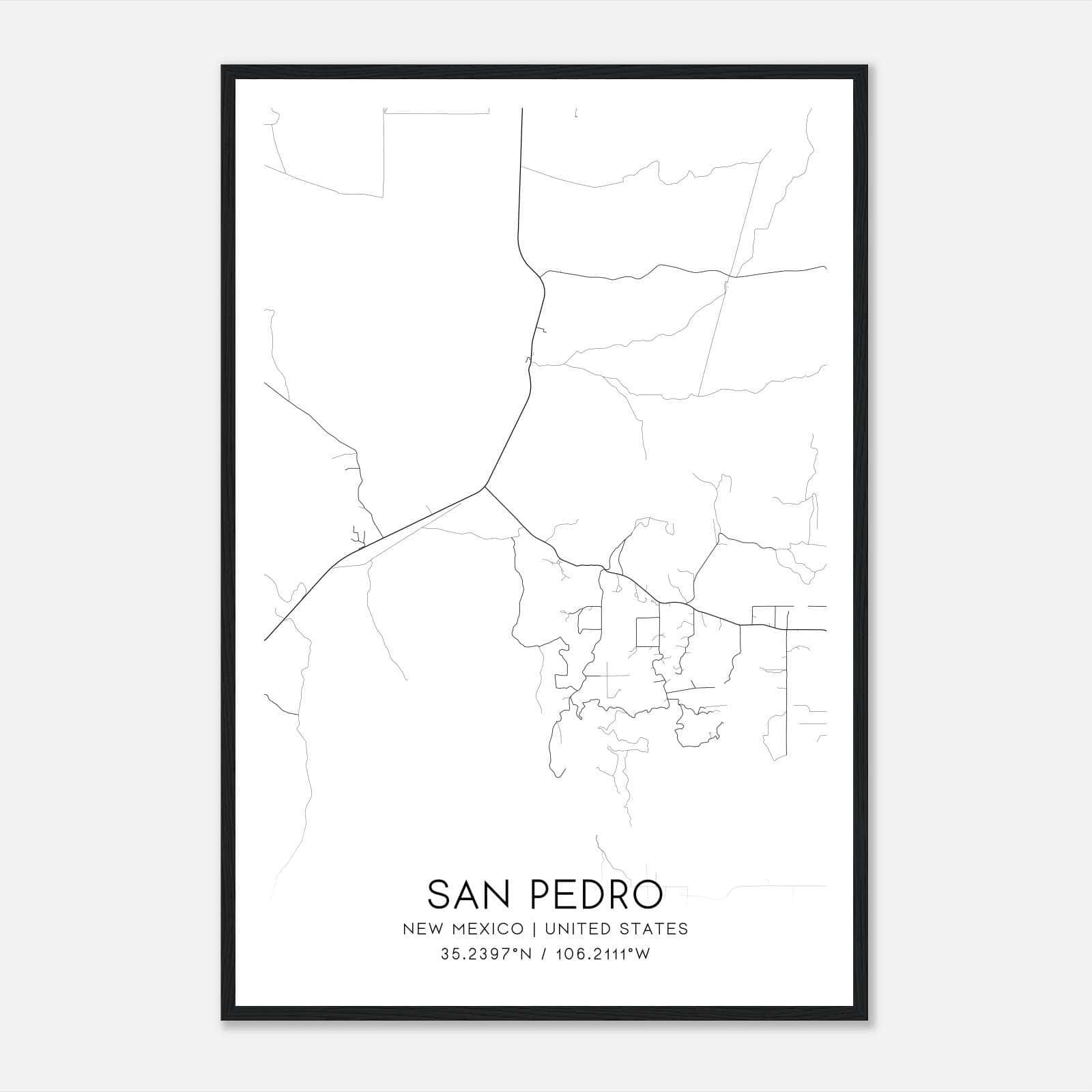 San Pedro New Mexico Map Poster, Modern Home Decor Wall Art Print San Pedro New Mexico Map Poster, Modern Home Decor Wall Art Print