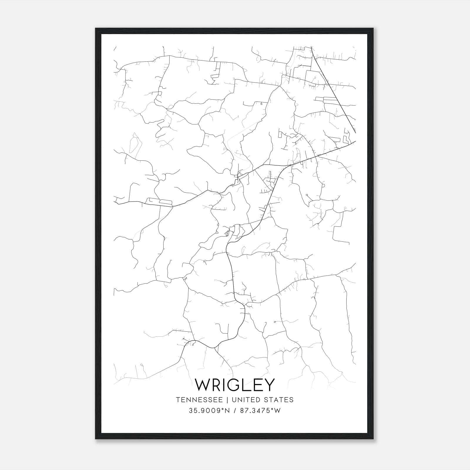Wrigley Tennessee Map Poster, Modern Home Decor Wall Art Print Wrigley Tennessee Map Poster, Modern Home Decor Wall Art Print