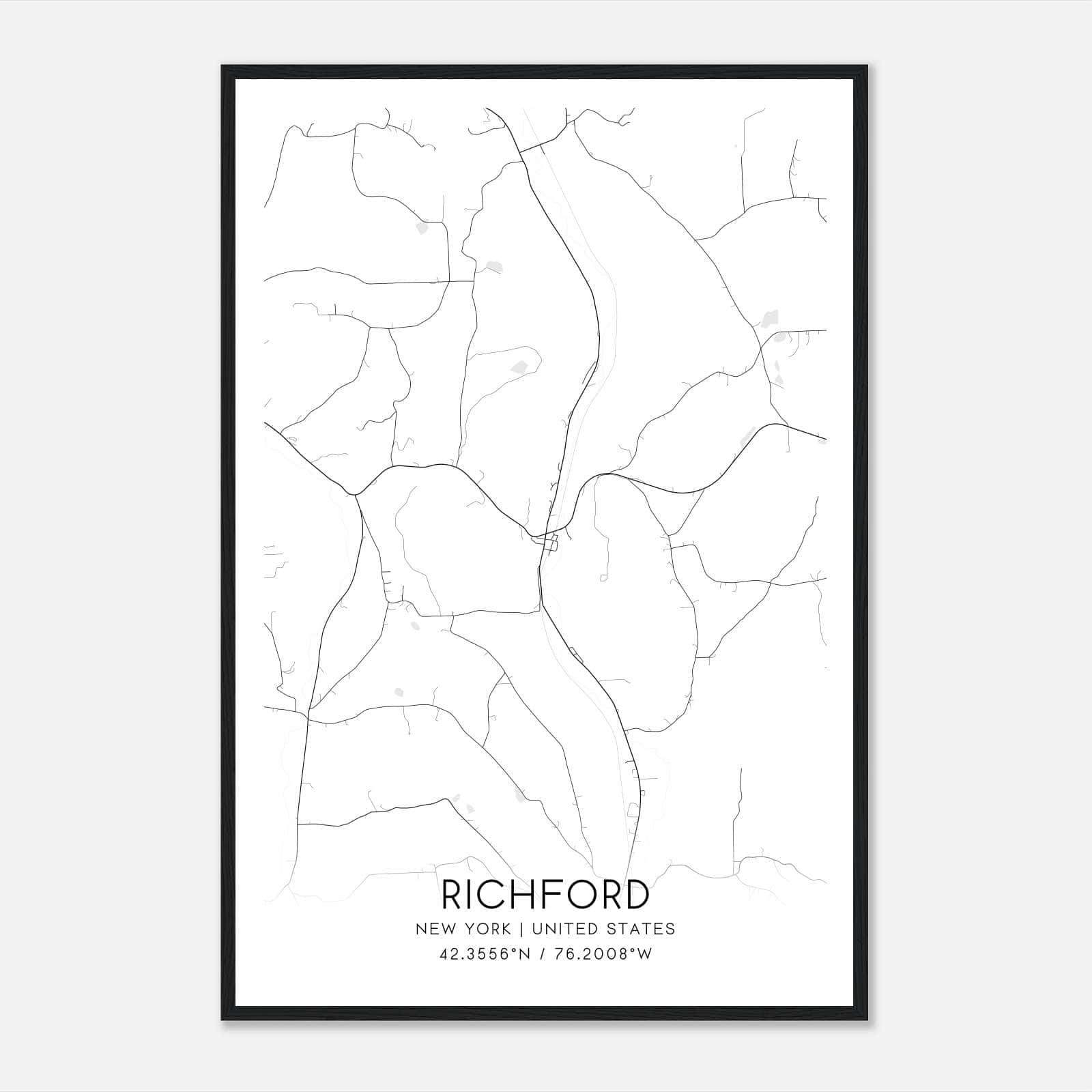 Richford New York Map Poster, Modern Home Decor Wall Art Print Richford New York Map Poster, Modern Home Decor Wall Art Print