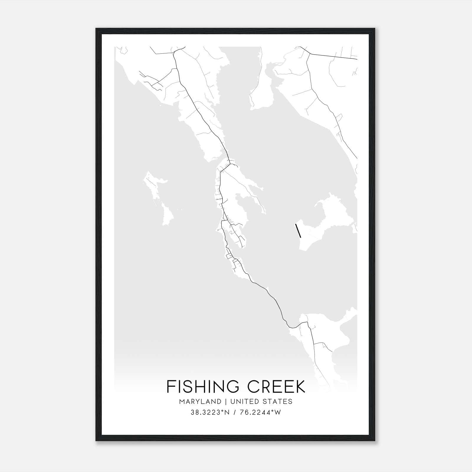 Fishing Creek Maryland Map Poster, Modern Home Decor Wall Art Print Fishing Creek Maryland Map Poster, Modern Home Decor Wall Art Print