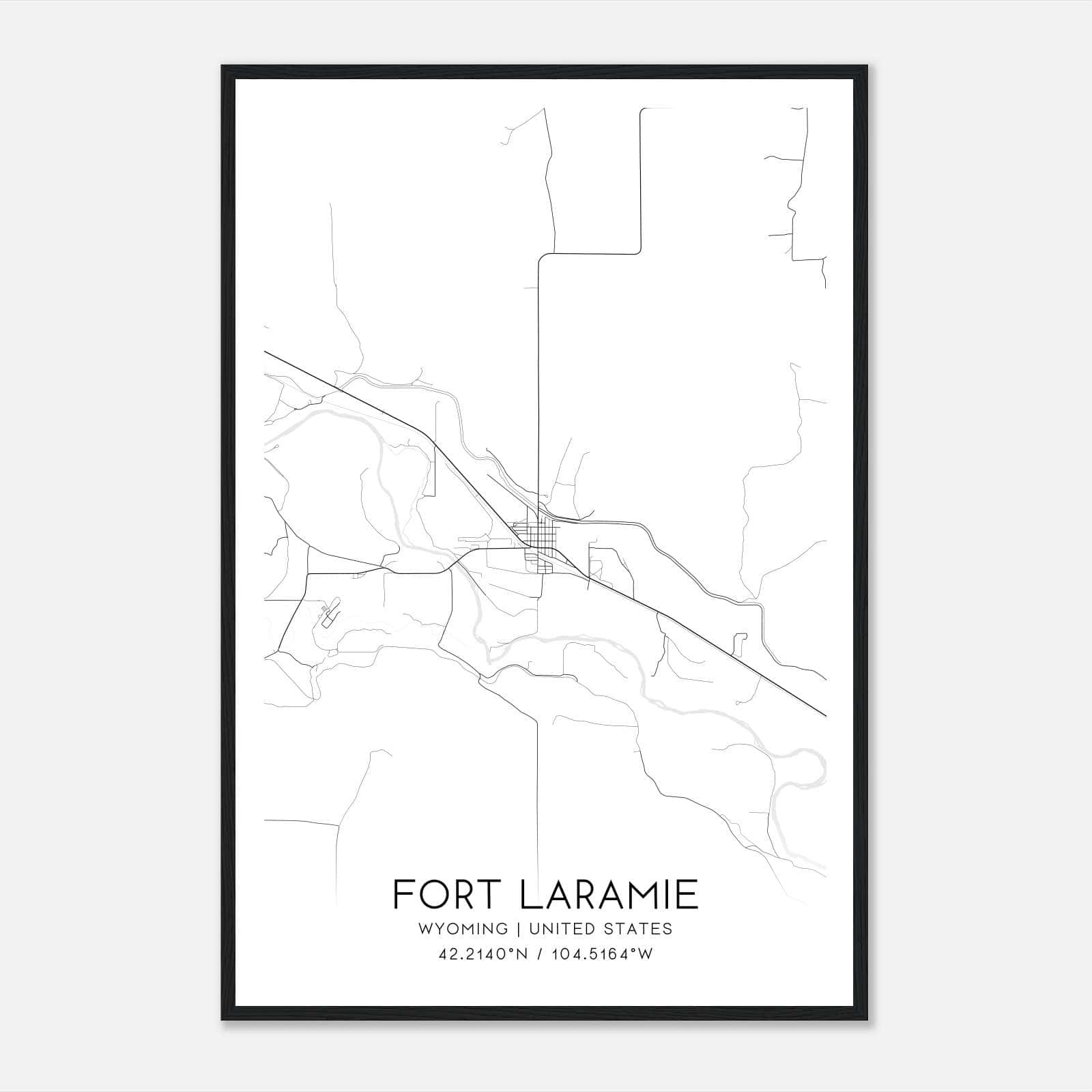 Fort Laramie Wyoming Map Poster, Modern Home Decor Wall Art Print Fort Laramie Wyoming Map Poster, Modern Home Decor Wall Art Print