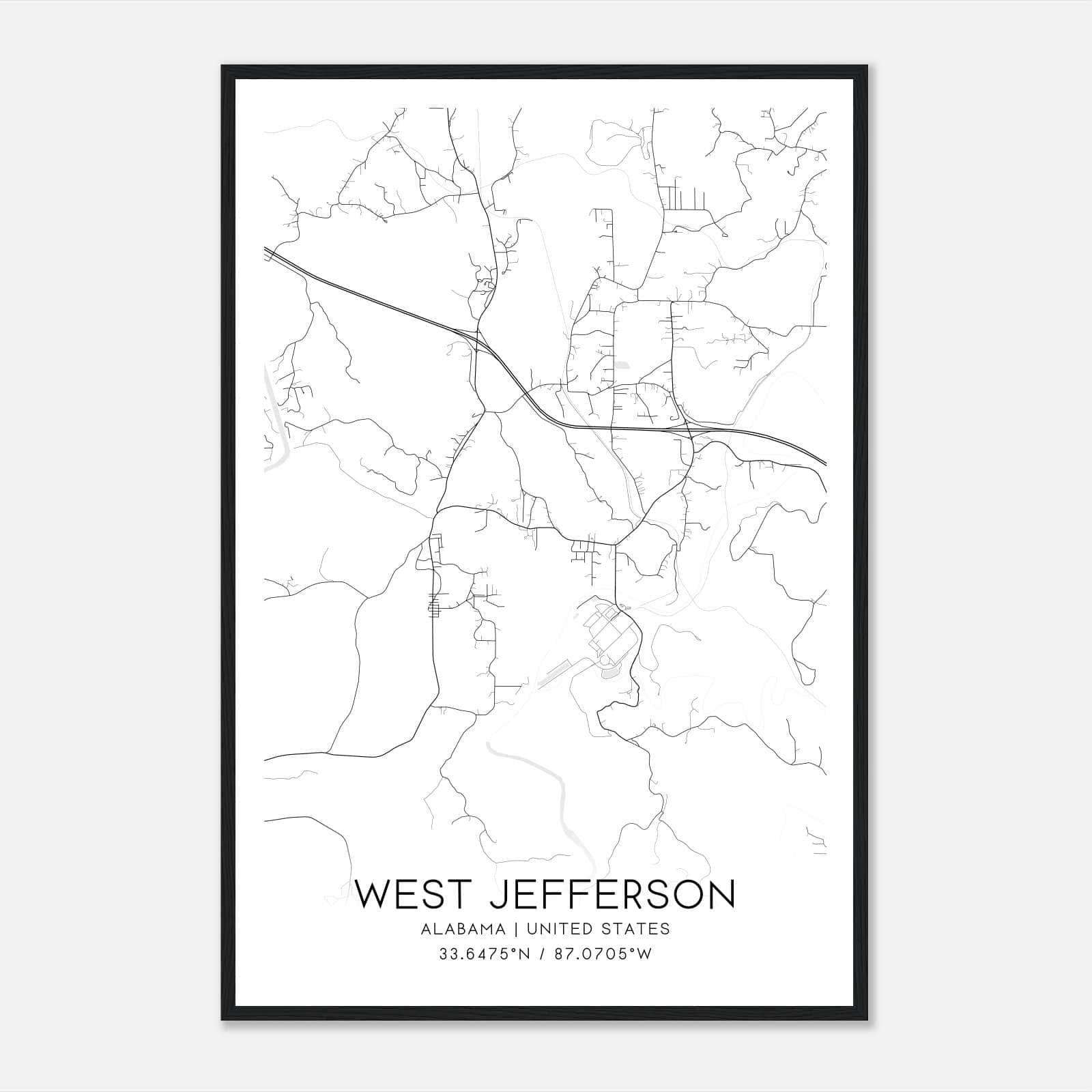 West Jefferson Alabama Map Poster, Modern Home Decor Wall Art Print West Jefferson Alabama Map Poster, Modern Home Decor Wall Art Print