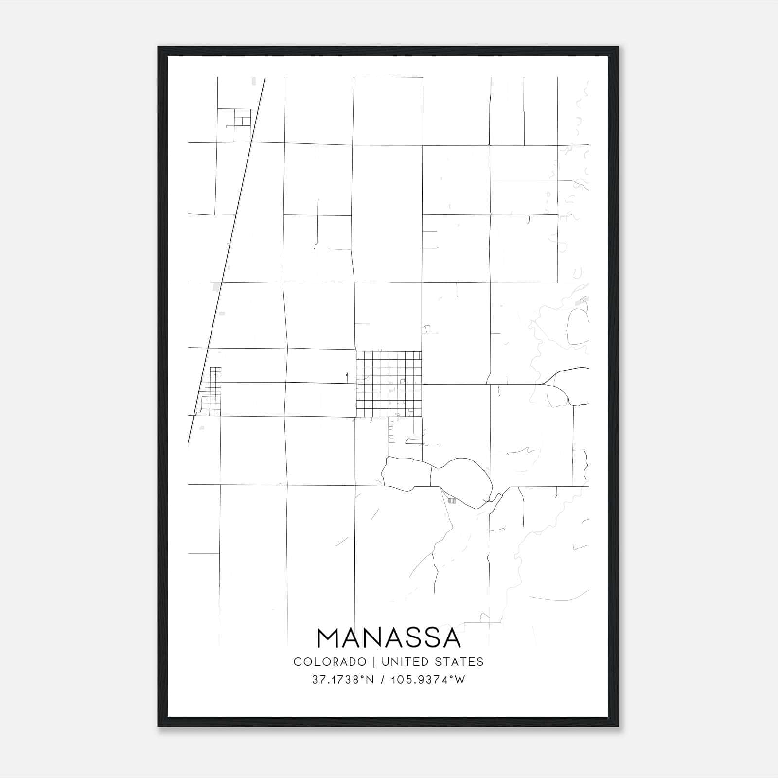 Manassa Colorado Map Poster, Modern Home Decor Wall Art Print Manassa Colorado Map Poster, Modern Home Decor Wall Art Print