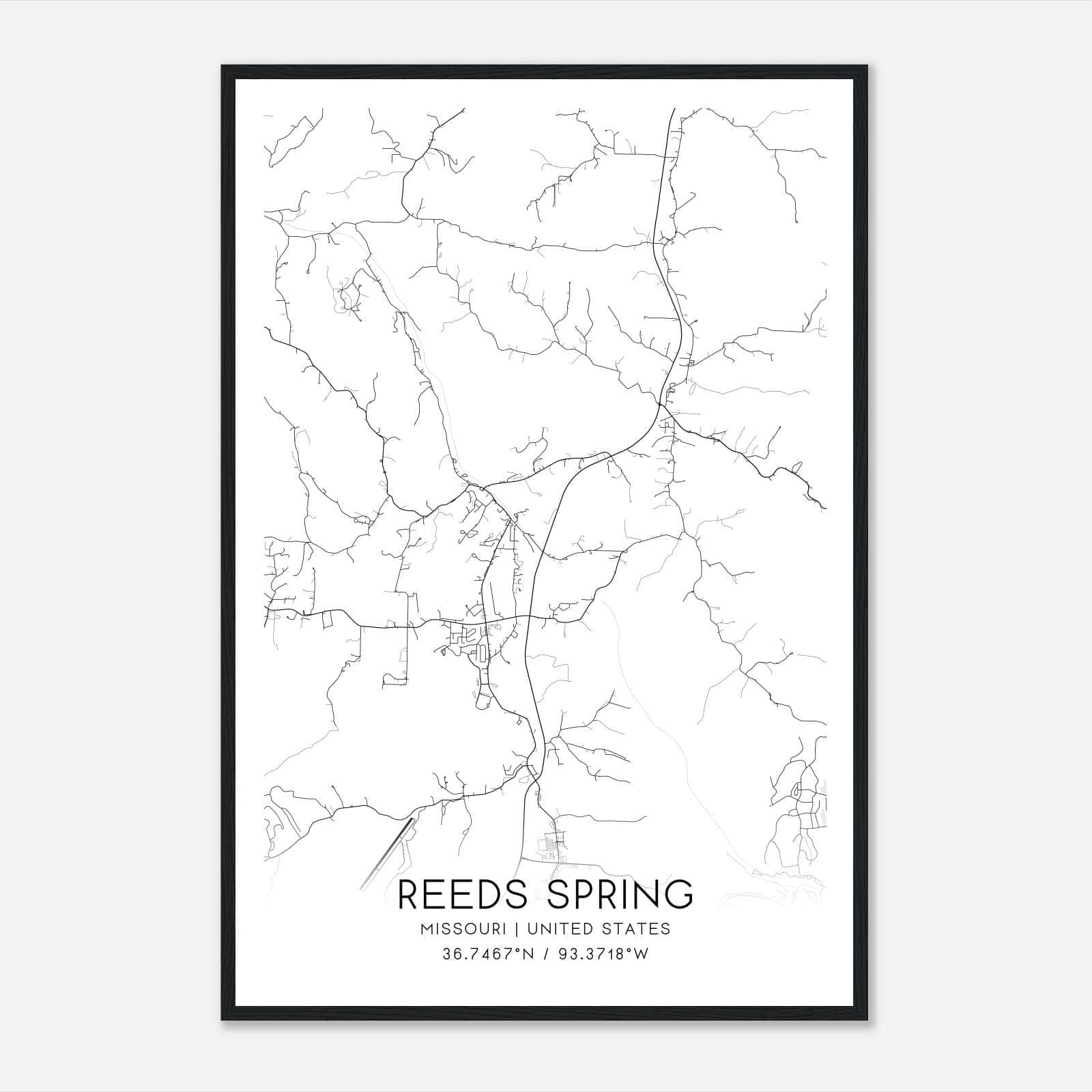 Reeds Spring Missouri Map Poster, Modern Home Decor Wall Art Print Reeds Spring Missouri Map Poster, Modern Home Decor Wall Art Print
