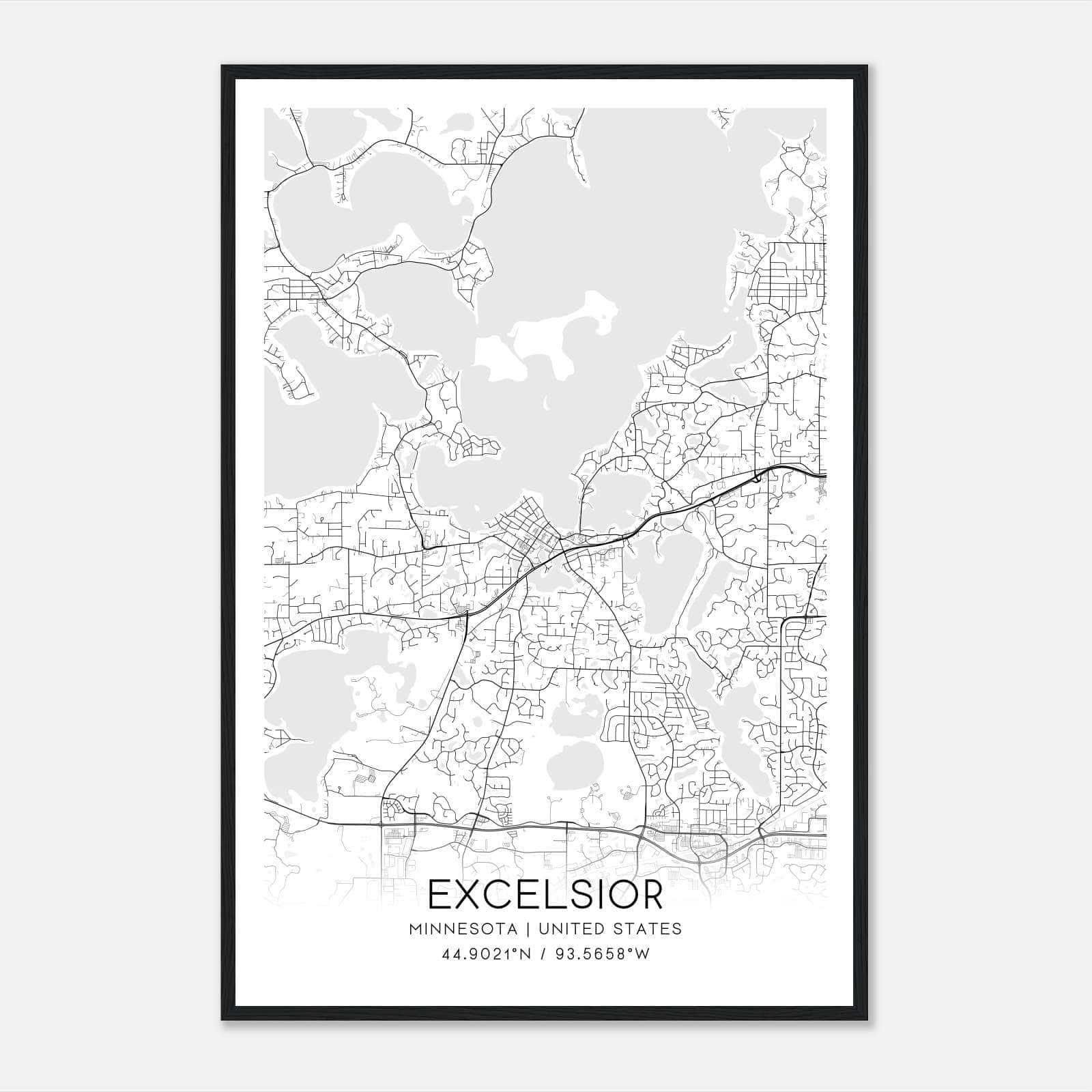 Excelsior Minnesota Map Poster, Modern Home Decor Wall Art Print Excelsior Minnesota Map Poster, Modern Home Decor Wall Art Print