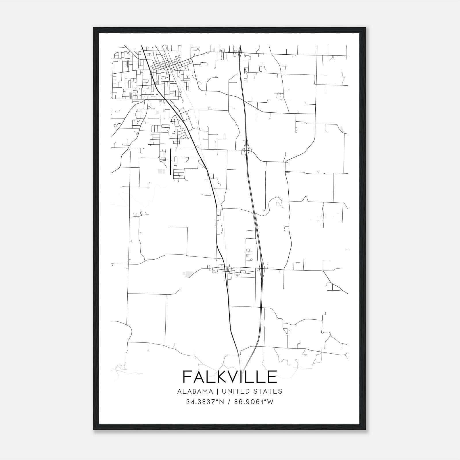 Falkville Alabama Map Poster, Modern Home Decor Wall Art Print Falkville Alabama Map Poster, Modern Home Decor Wall Art Print