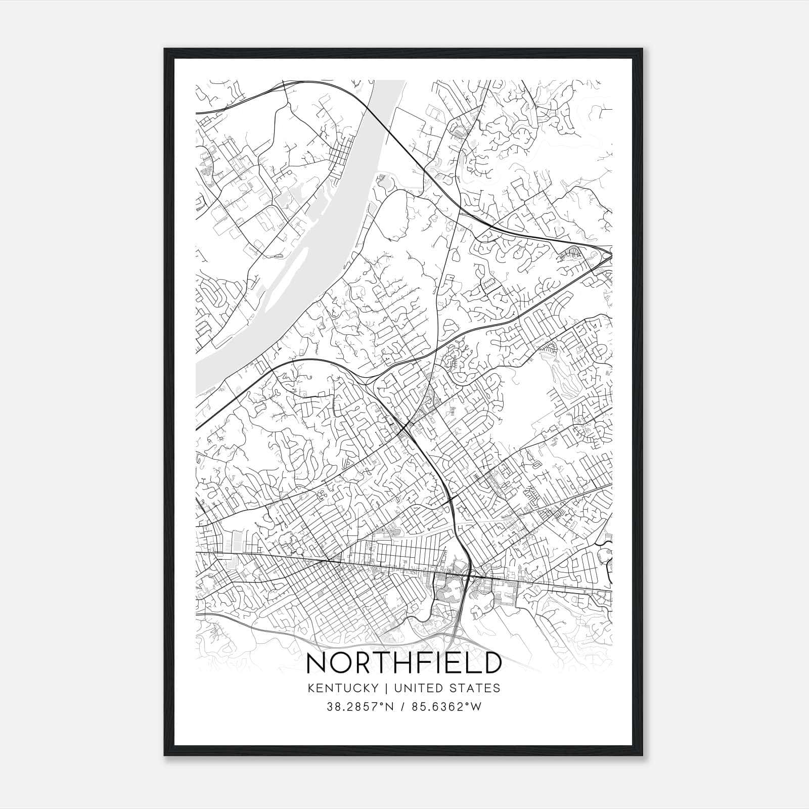 Northfield Kentucky Map Poster, Modern Home Decor Wall Art Print Northfield Kentucky Map Poster, Modern Home Decor Wall Art Print