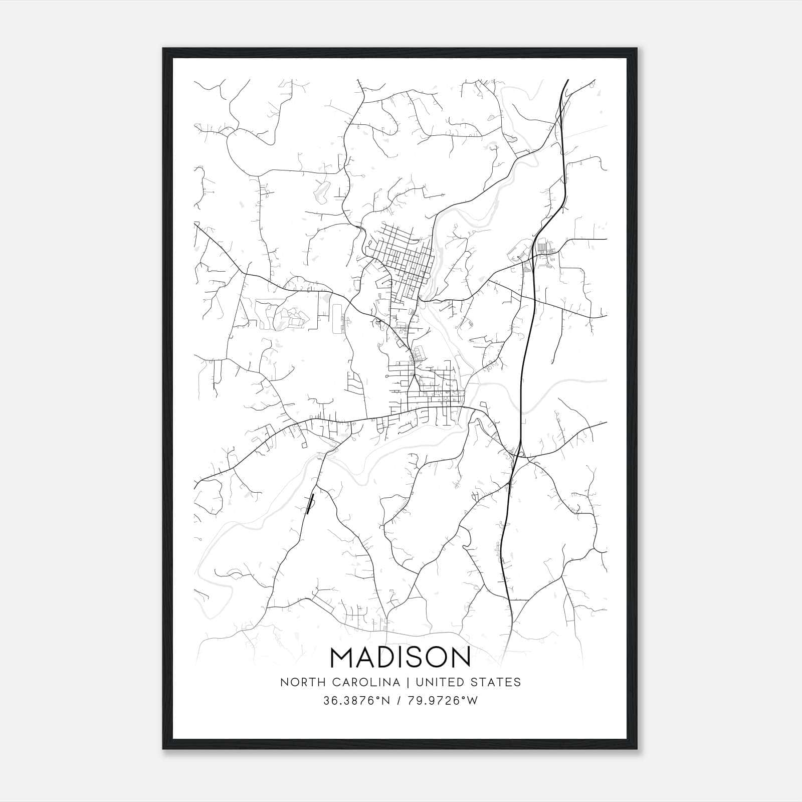 Madison North Carolina Map Poster, Modern Home Decor Wall Art Print Madison North Carolina Map Poster, Modern Home Decor Wall Art Print