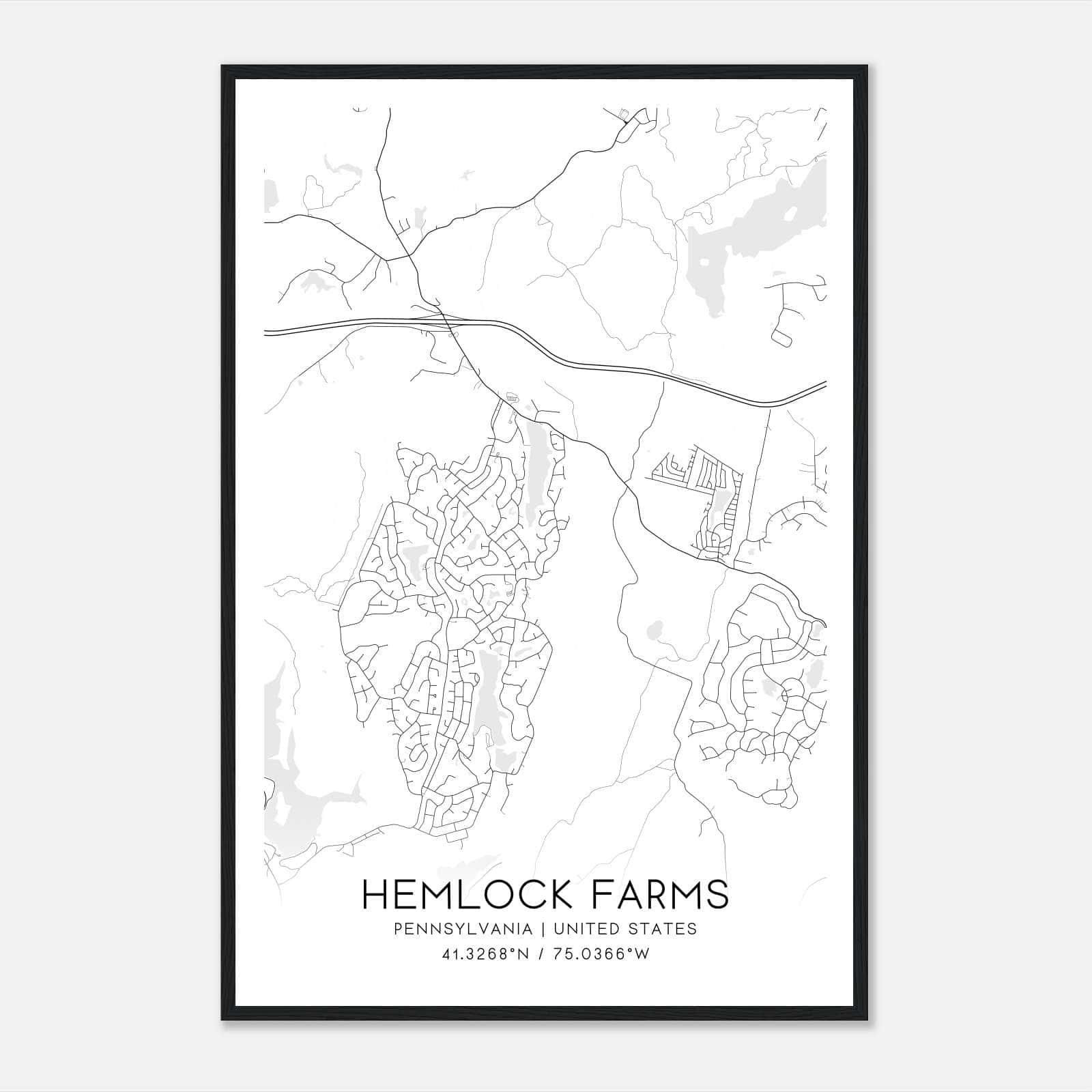 Hemlock Farms Pennsylvania Map Poster, Modern Home Decor Wall Art Print Hemlock Farms Pennsylvania Map Poster, Modern Home Decor Wall Art Print